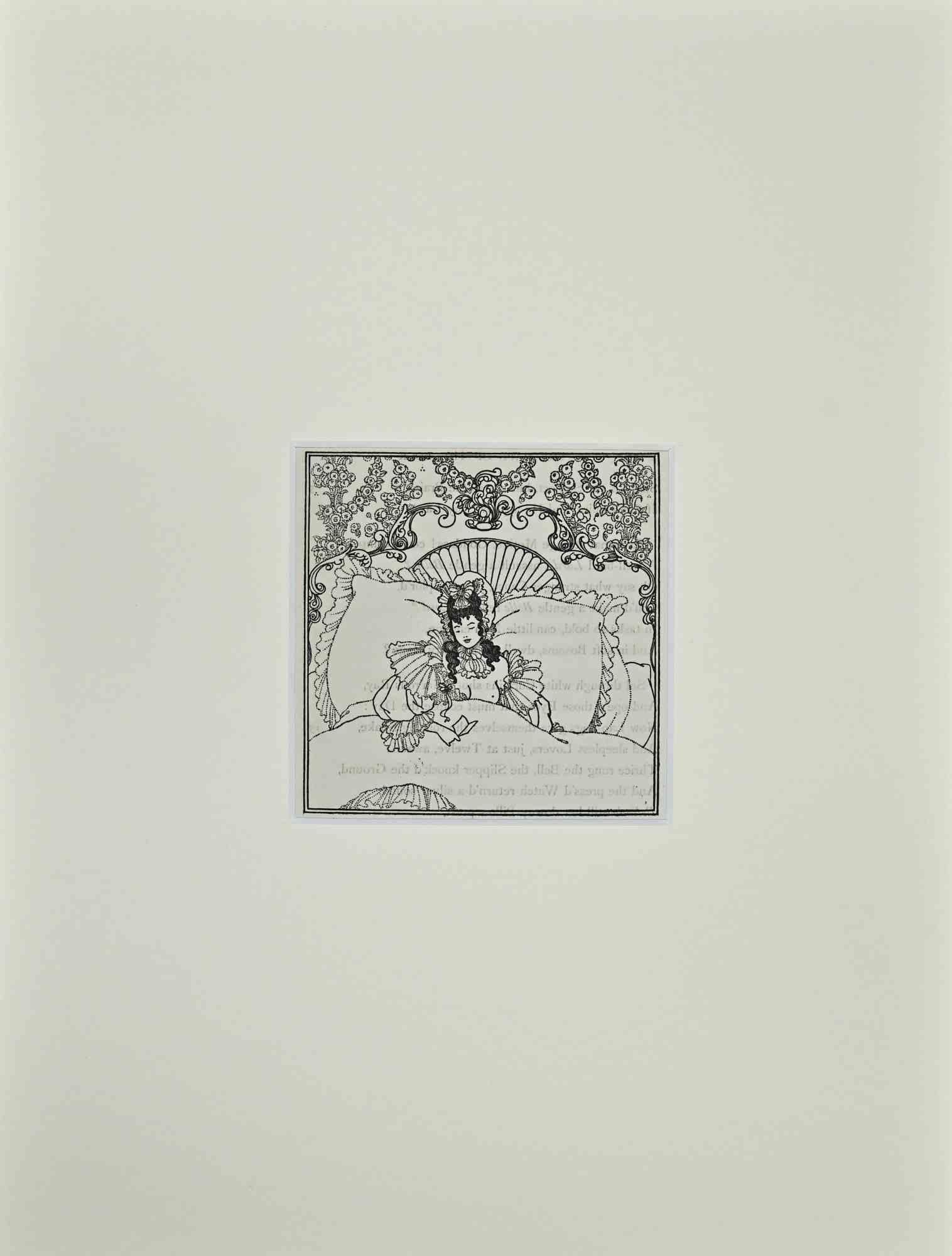 La femme endormie - Lithographie d'Aubrey Beardsley - 1896