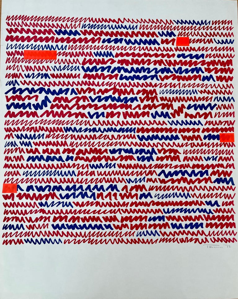 Aubrey Penny - Aubrey Penny Red and Blue Abstract Drawing For Sale at ...