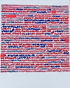Aubrey Penny Red and Blue Abstract Drawing