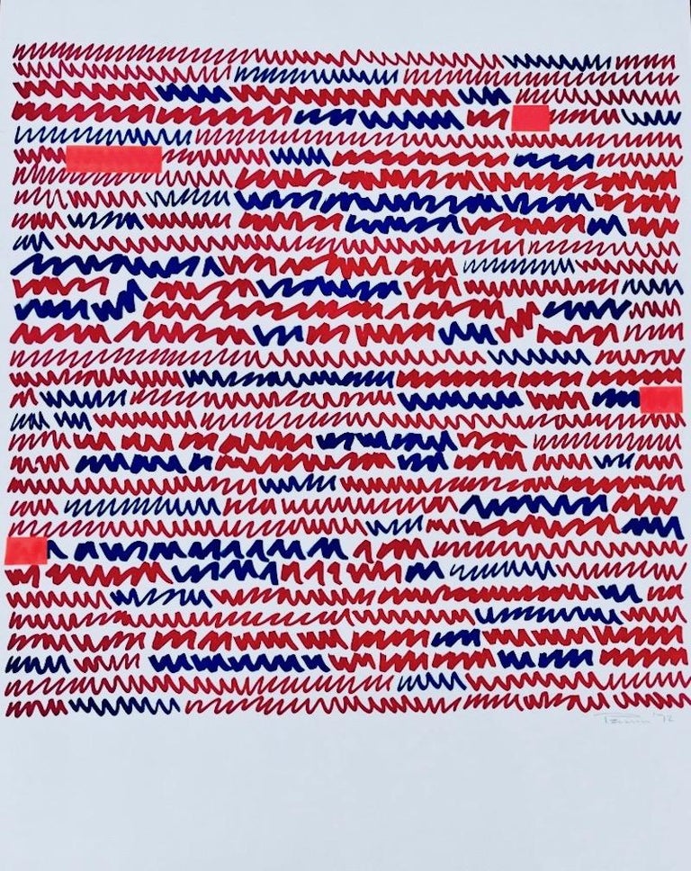 Aubrey Penny - Aubrey Penny Red and Blue Abstract Drawing For Sale at ...