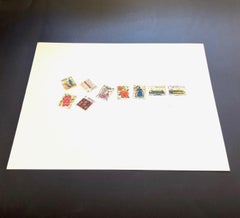 Collage, Mind-Line Stamp Series. Signed and Dated