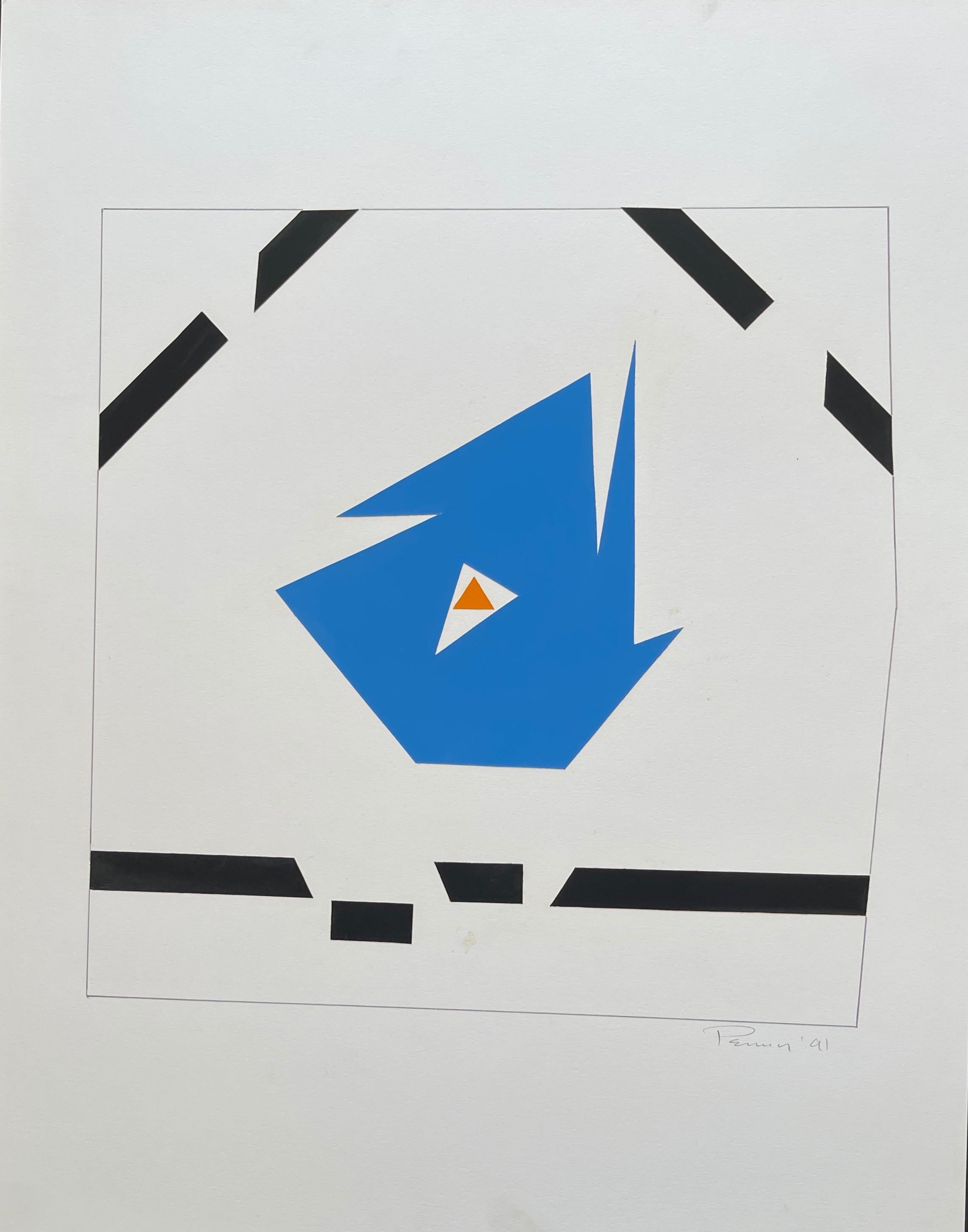 Aubrey Penny Original Hard Edge Collage 
Signed and Dated 
Amor Abundans Series, Amor Stabilis, 1-6215, Jan 1991

Aubrey Penny (American 1917-2000) was an innovative California abstract artist who worked in a variety of mediums. Owner of the No-os
