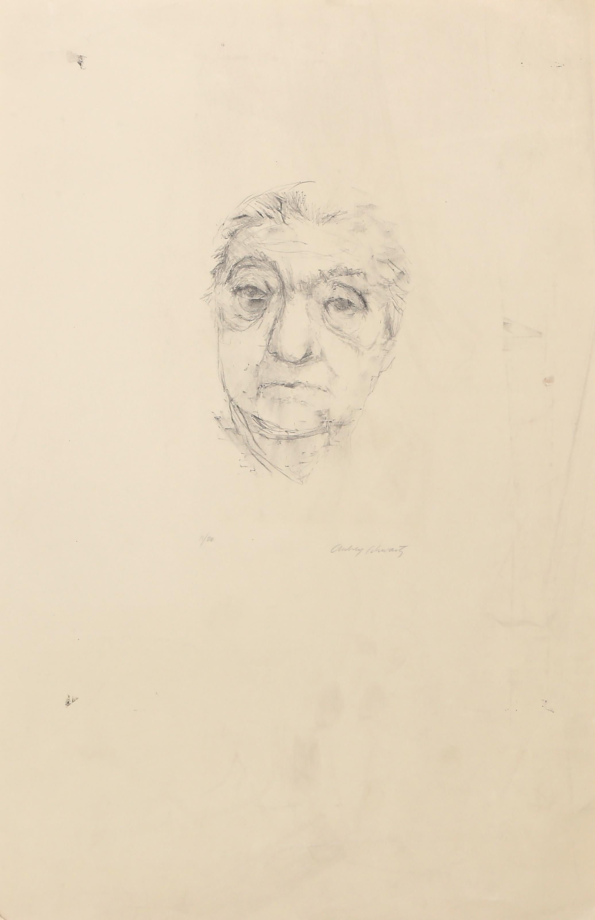 Ritratto di donna, litografia moderna di Aubrey Schwartz in vendita 1