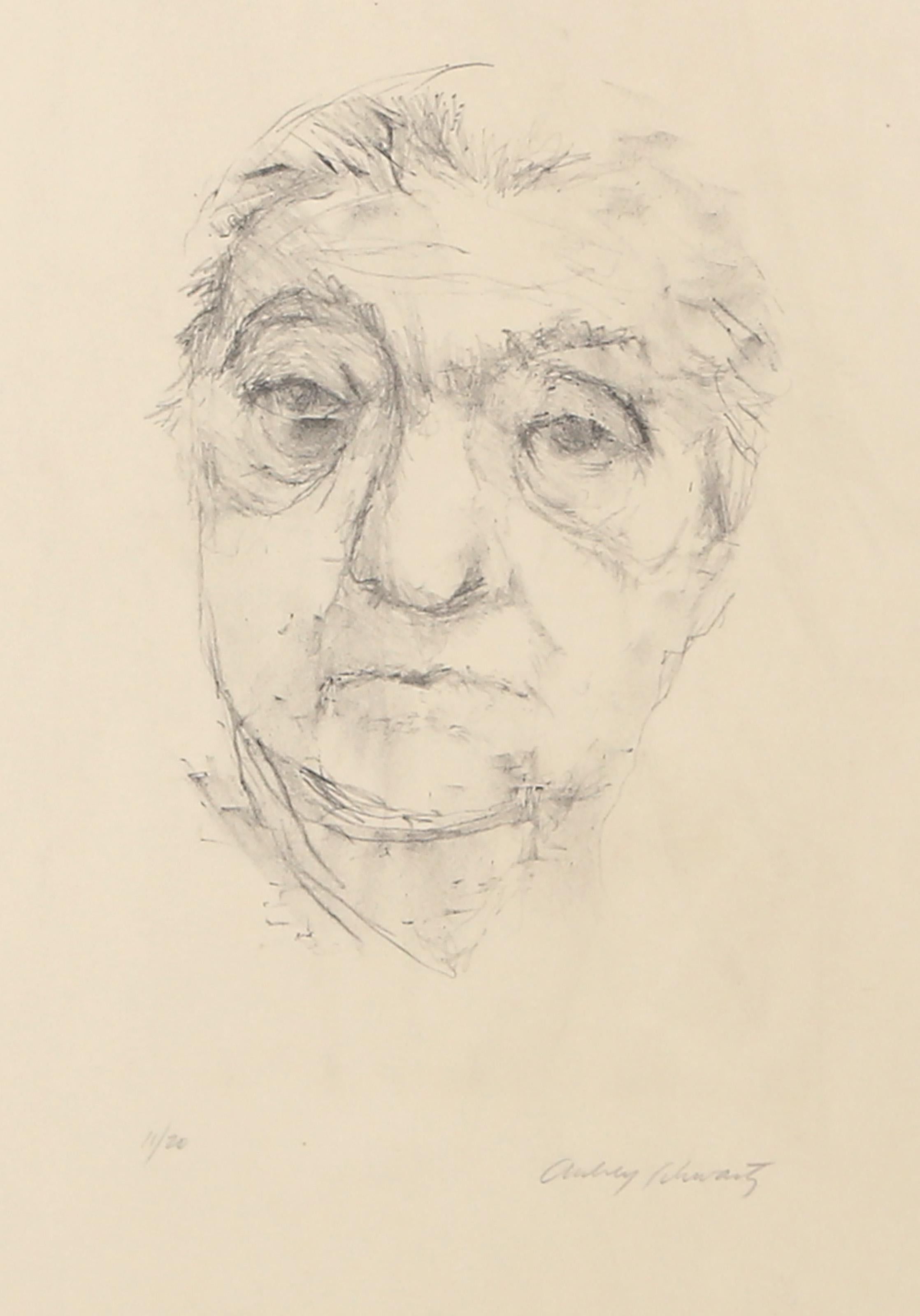 Aubrey Schwartz, americano (1928 - 2019) - Ritratto di donna, Medium:  Litografia su Basingwerk, firmata e numerata a matita, Edizione:  11/20, Dimensione immagine:  6 x 4,5 pollici, Dimensioni:  16.5 x 11.5 in. (41.91 x 29.21 cm) 
