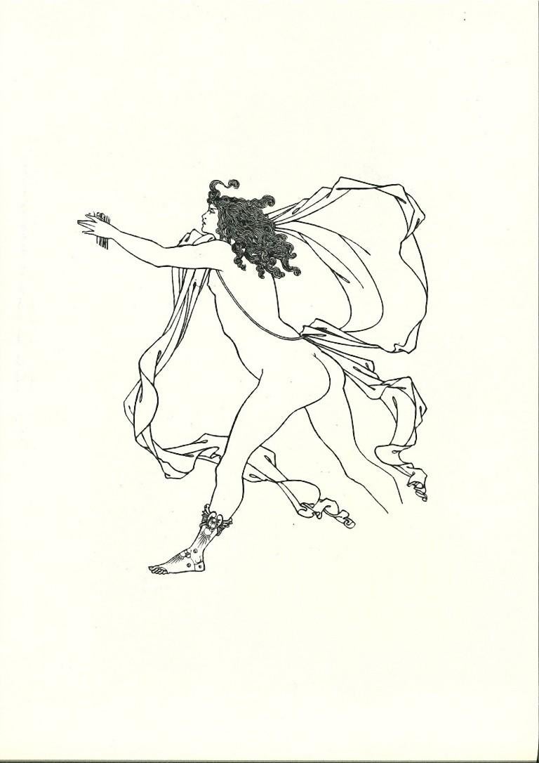 Aubrey Vincent Beardsley Figurative Print - Apollo Pursuing Daphne - Original Lithograph by A. Beardsley - 1970s