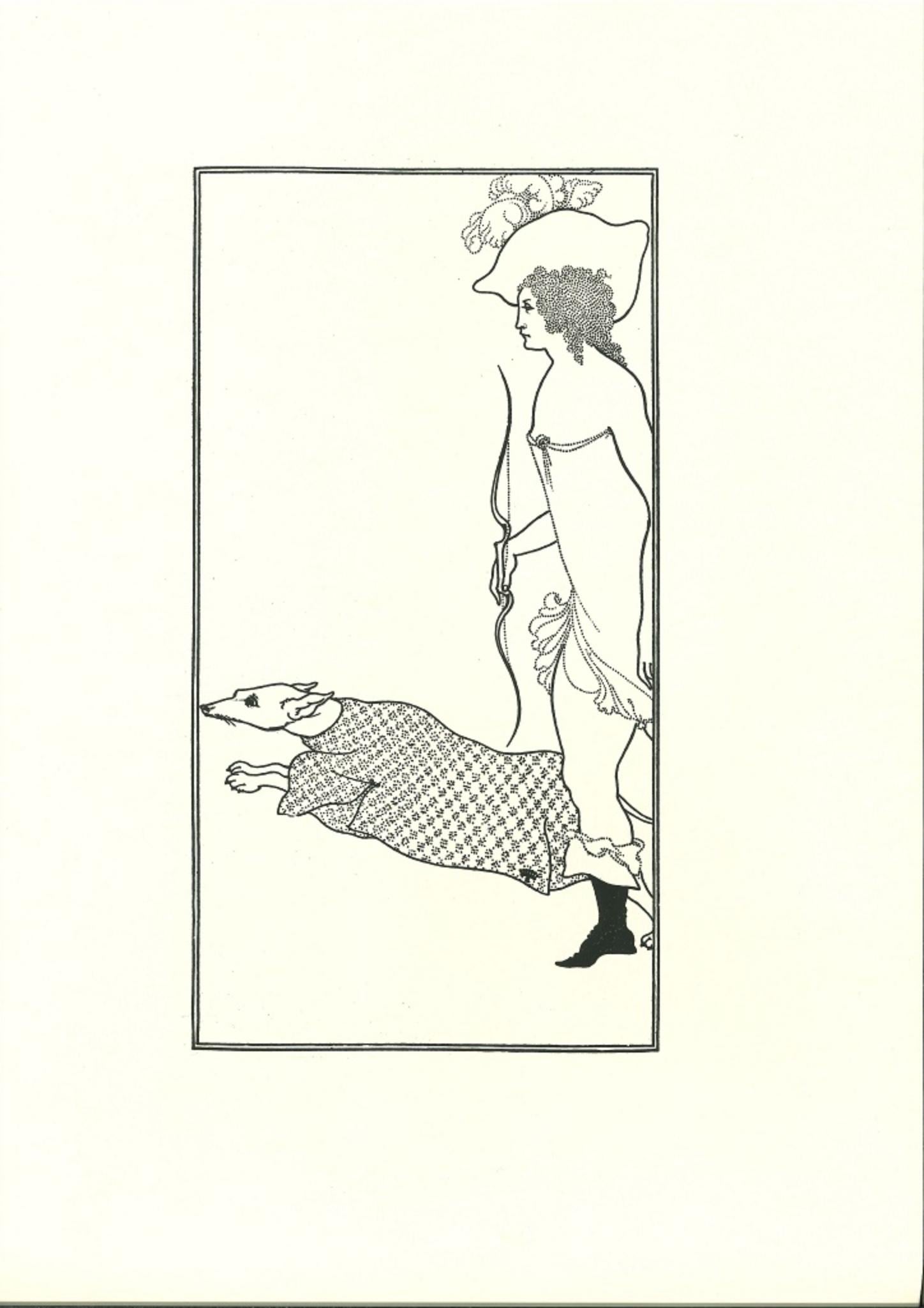 Aubrey Vincent Beardsley Figurative Print - Atlanta and the Dog -  Lithograph after Aubrey Beardsley - 1970