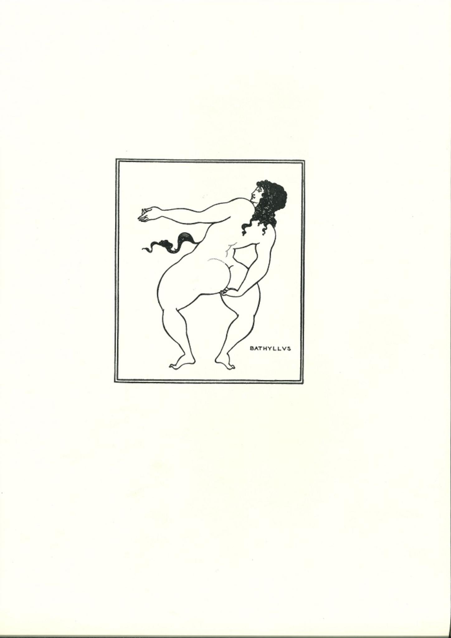 Aubrey Vincent Beardsley Figurative Print - Attitude de Batyllus - Original Lithograph after Aubrey Beardsley - 1970