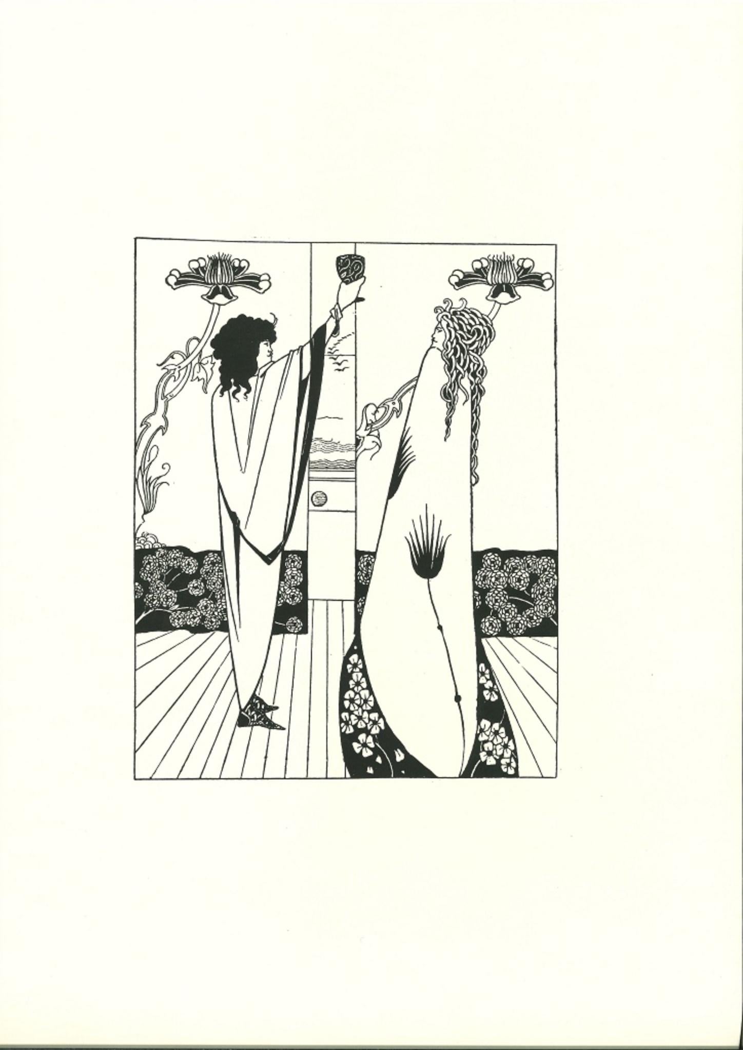 Aubrey Vincent Beardsley Figurative Print - Comment Tristan but le Philtre d'Amour - Lithograph after A.Beardsley - 1970