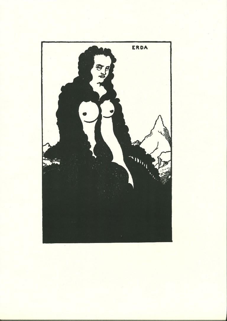 Aubrey Vincent Beardsley Figurative Print - Erda - Original Lithograph by A. Beardsley - 1970s