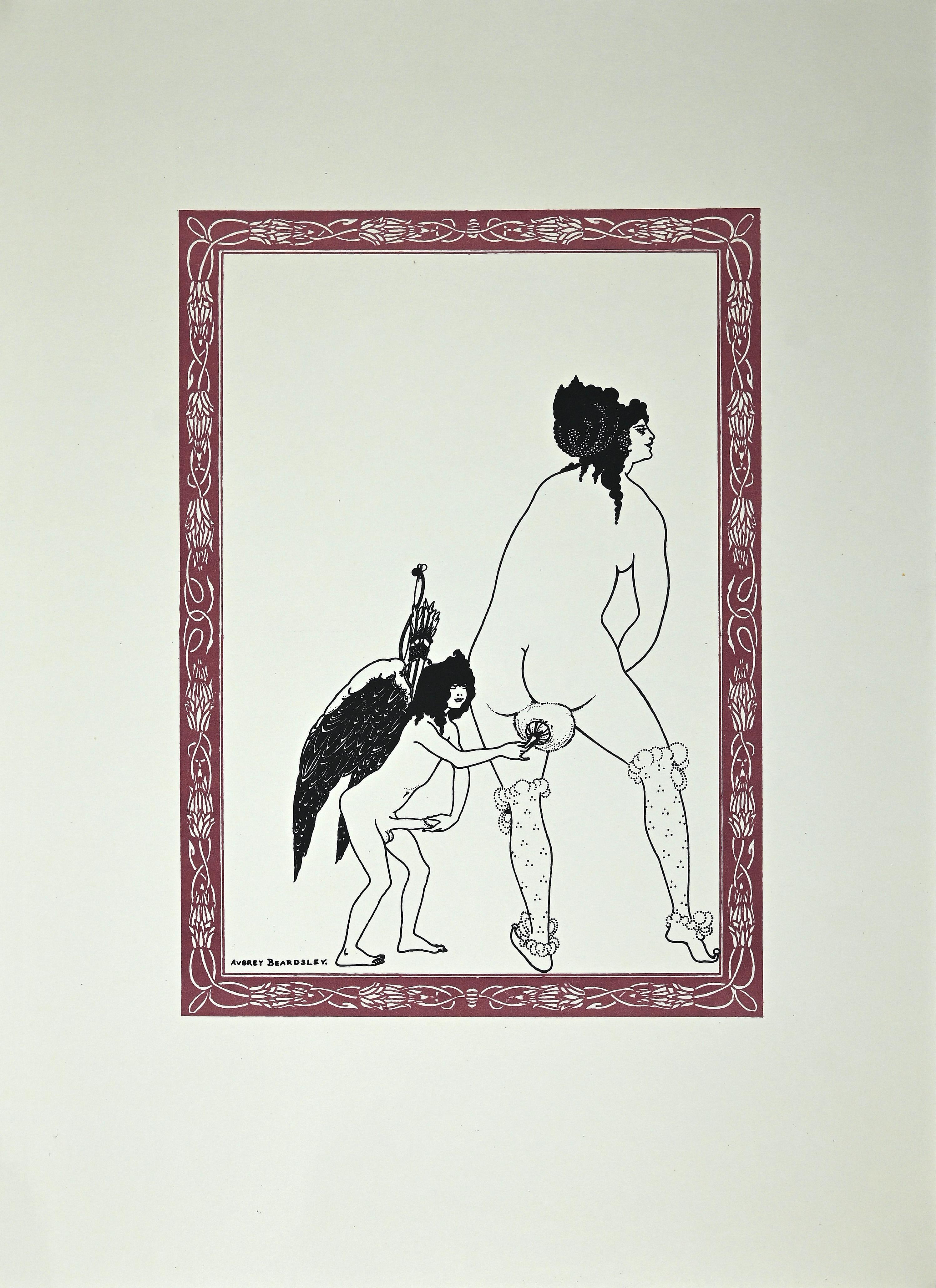 Aubrey Vincent Beardsley Figurative Print - Eros et Aphrodite - Lithograph after Aubrey Beardsley - 1970