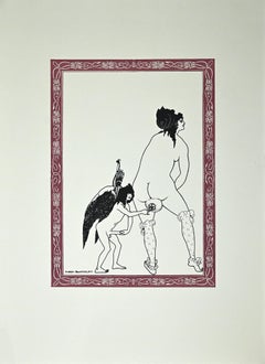 Eros et Aphrodite - Original Lithograph after Aubrey Beardsley - 1970