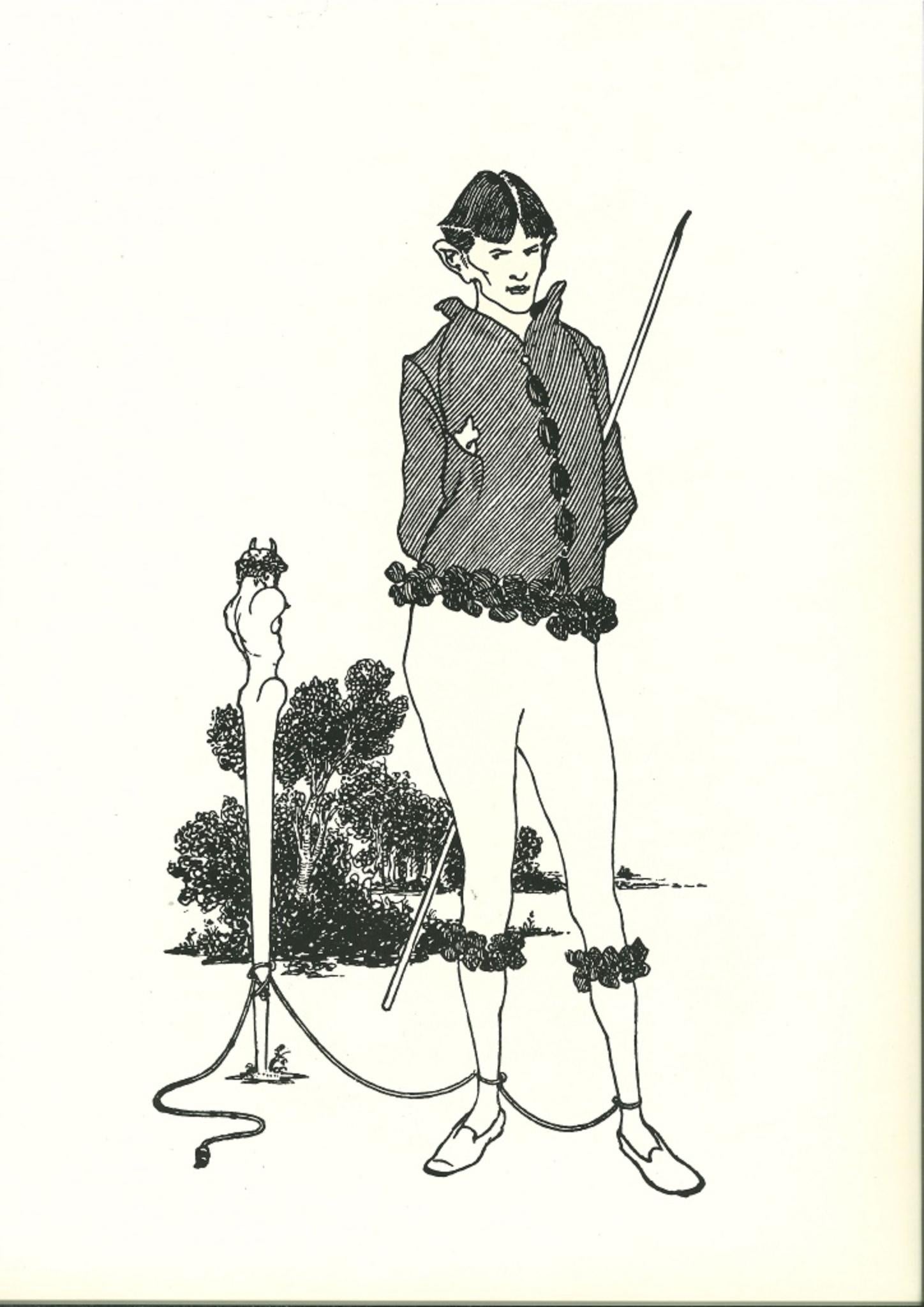 Aubrey Vincent Beardsley Figurative Print - La Marque du Pied (Autoportrait) - Lithograph after A. Beardsley - 1970
