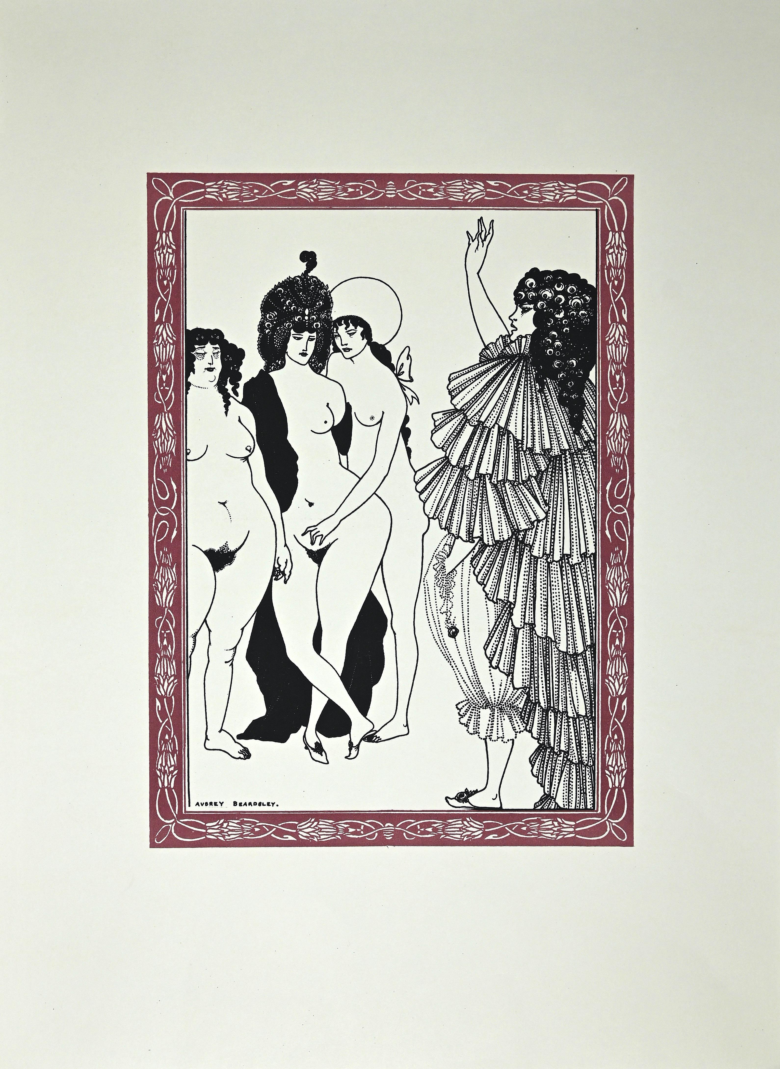 Aubrey Vincent Beardsley Figurative Print - Le Serment - Lithograph after Aubrey Beardsley - 1970