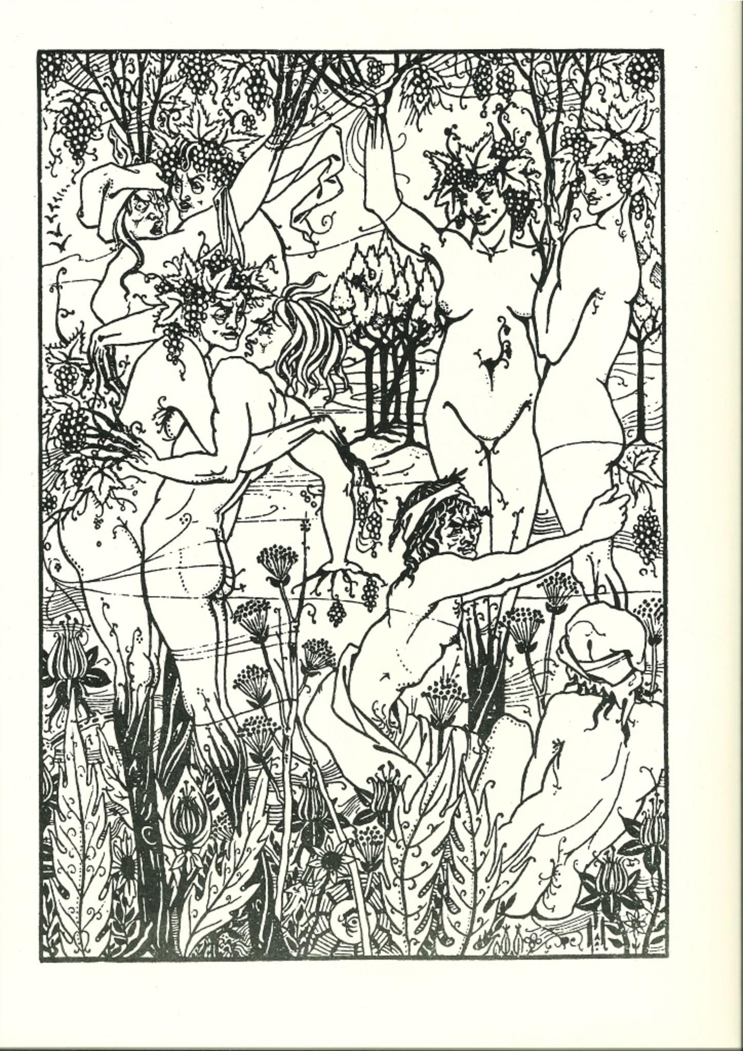 Aubrey Vincent Beardsley Figurative Print - L'Orgie - Original Lithograph after Aubrey Beardsley - 1970