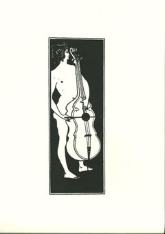 The Man at the Cello - Original Lithograph after Aubrey Beardsley - 1970