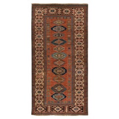 Auburn Red Antiker kaukasischer Mogan Kazak Handgeknüpfter Woll-Läufer 3'9"x8'4"