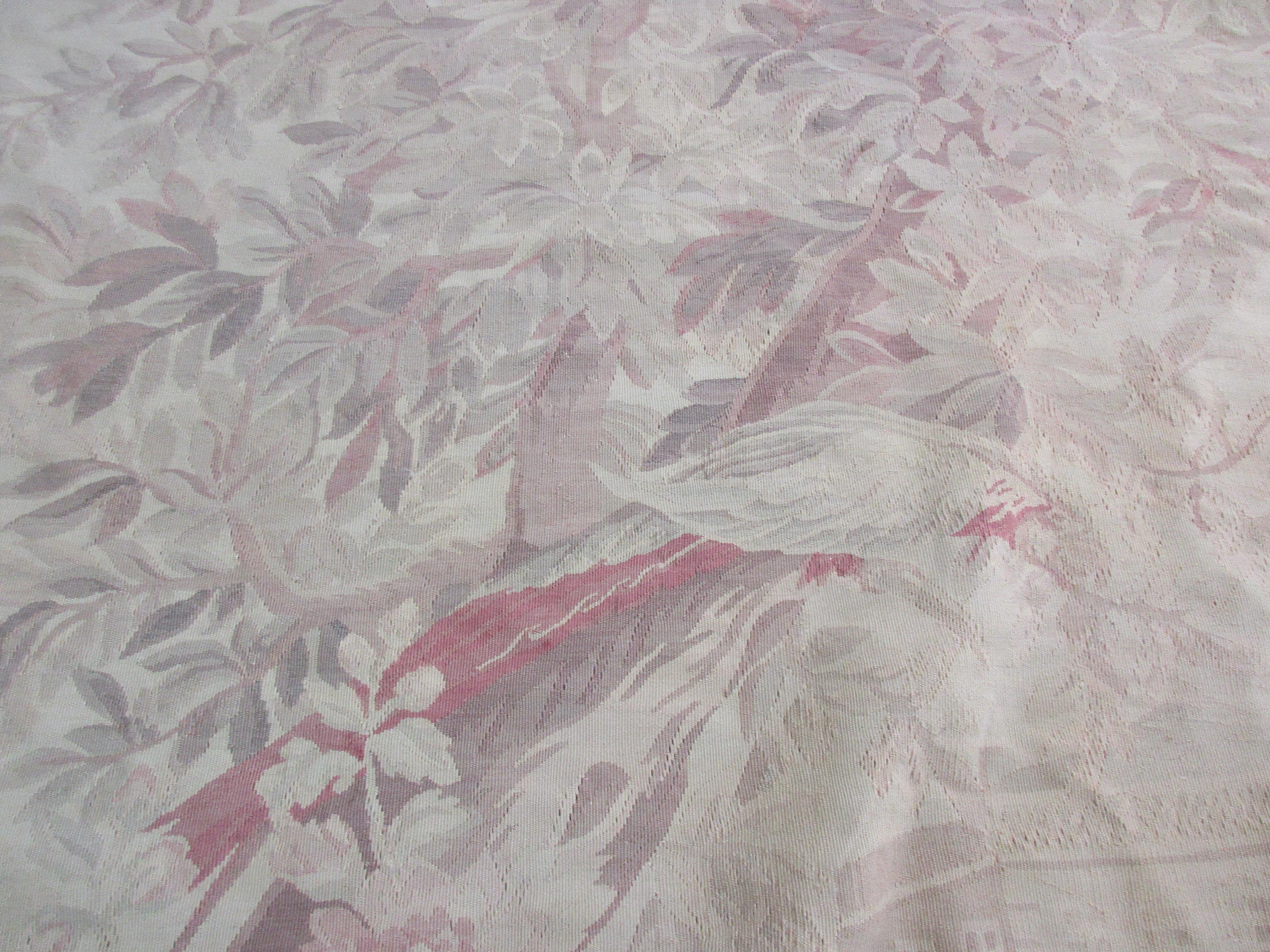 Aubusson arazzo francese fatto a mano in lana e cotone. Bon état - En vente à Firenze, FI