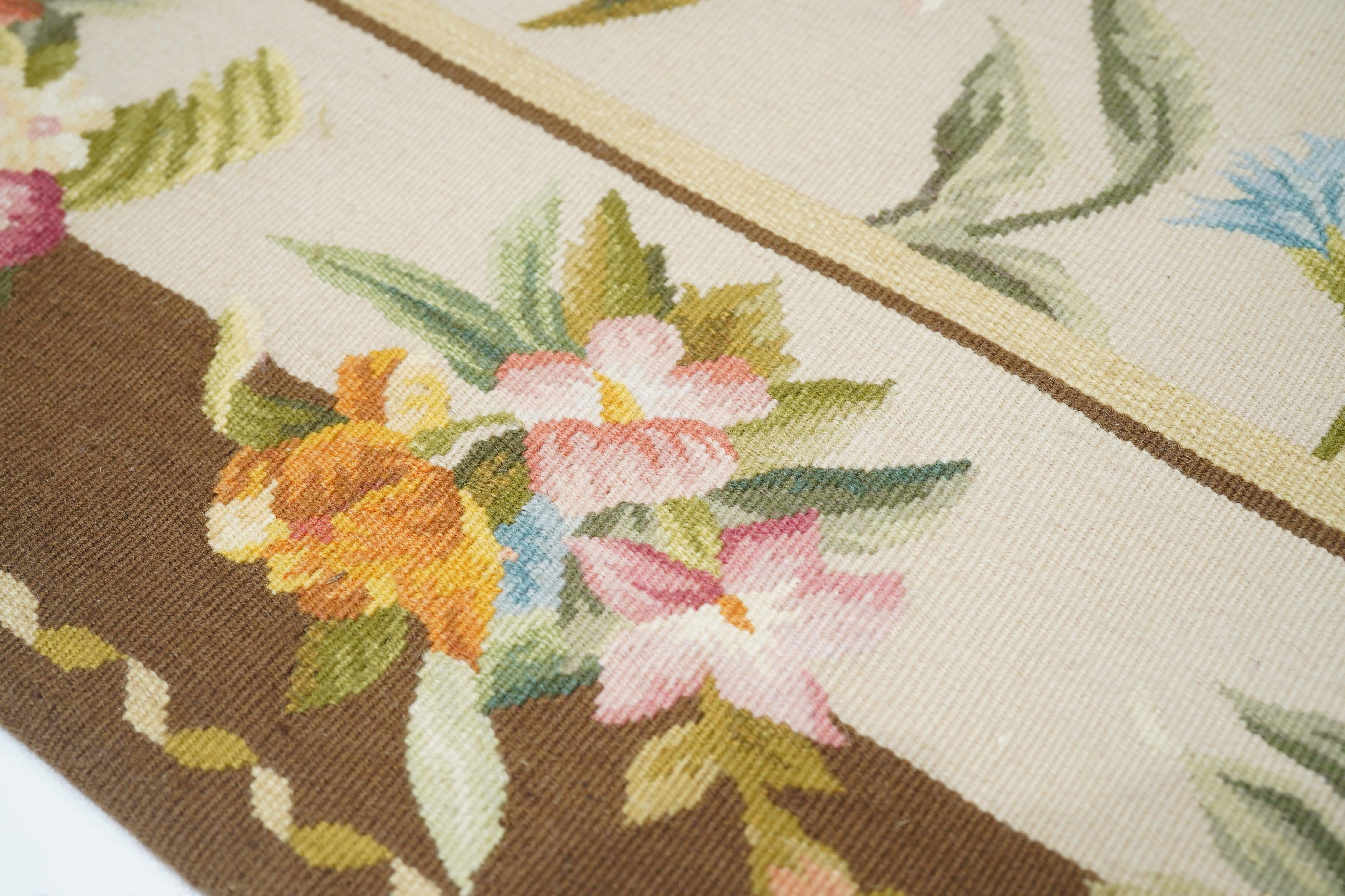Aubusson Design Wandteppich 6'0'' x 9'2'' (Wolle) im Angebot