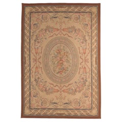 Aubusson Flat-Weave Rug Inspired by French Style with Medallion, 21st Century