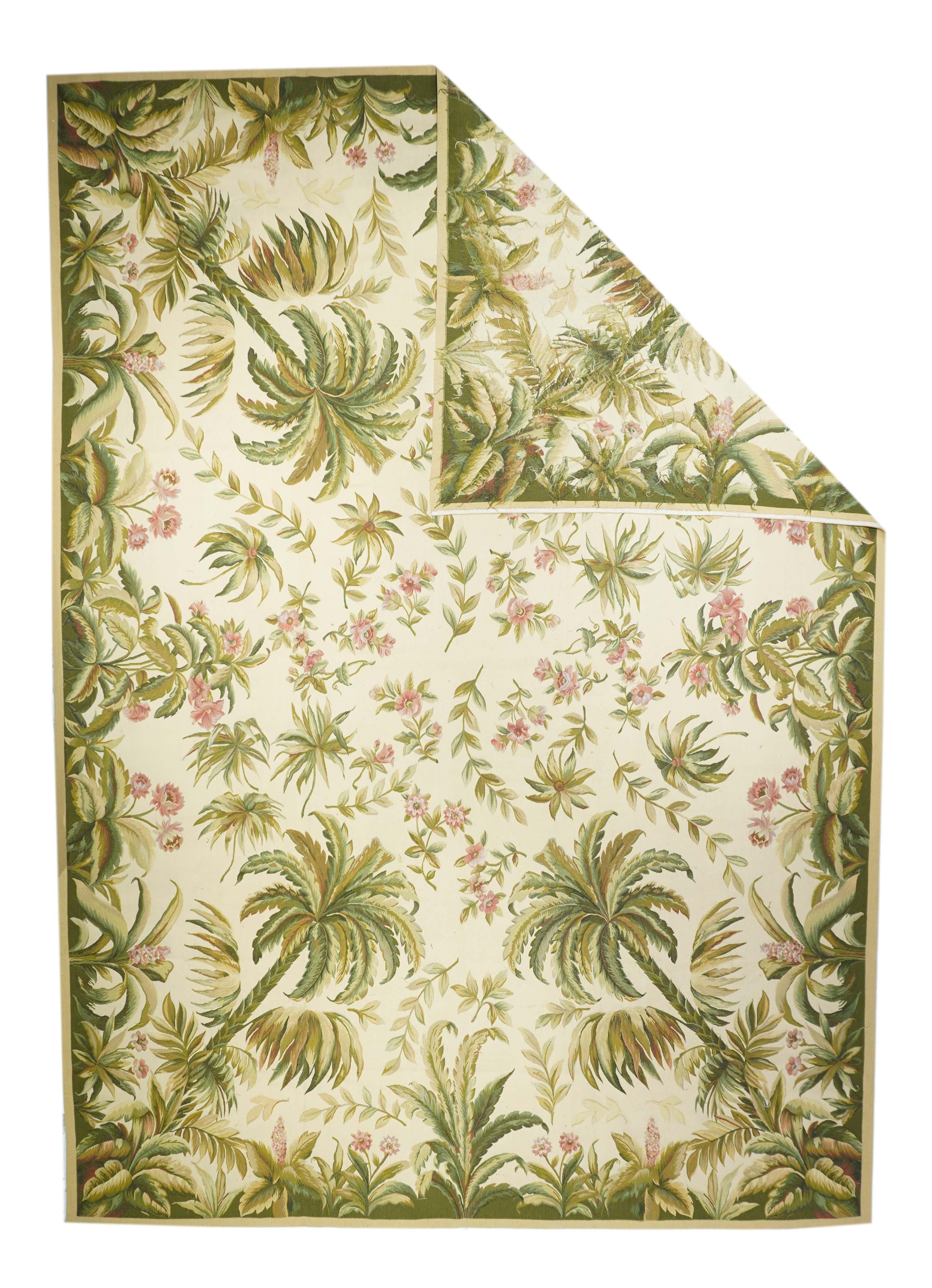 Tappeto Aubusson in lana a trama piatta 12'0