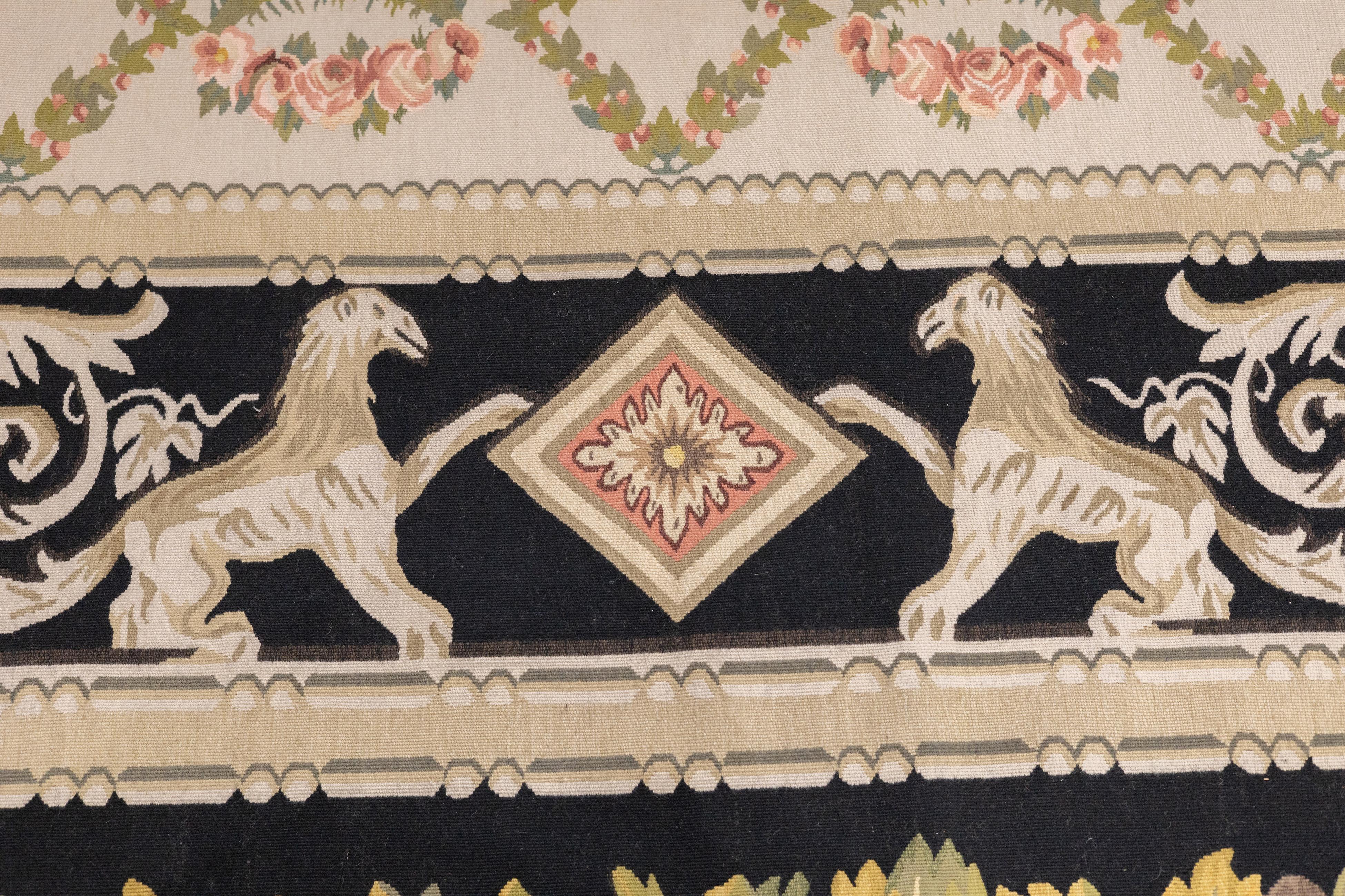 Tappeto Aubusson in lana a trama piatta 12'0