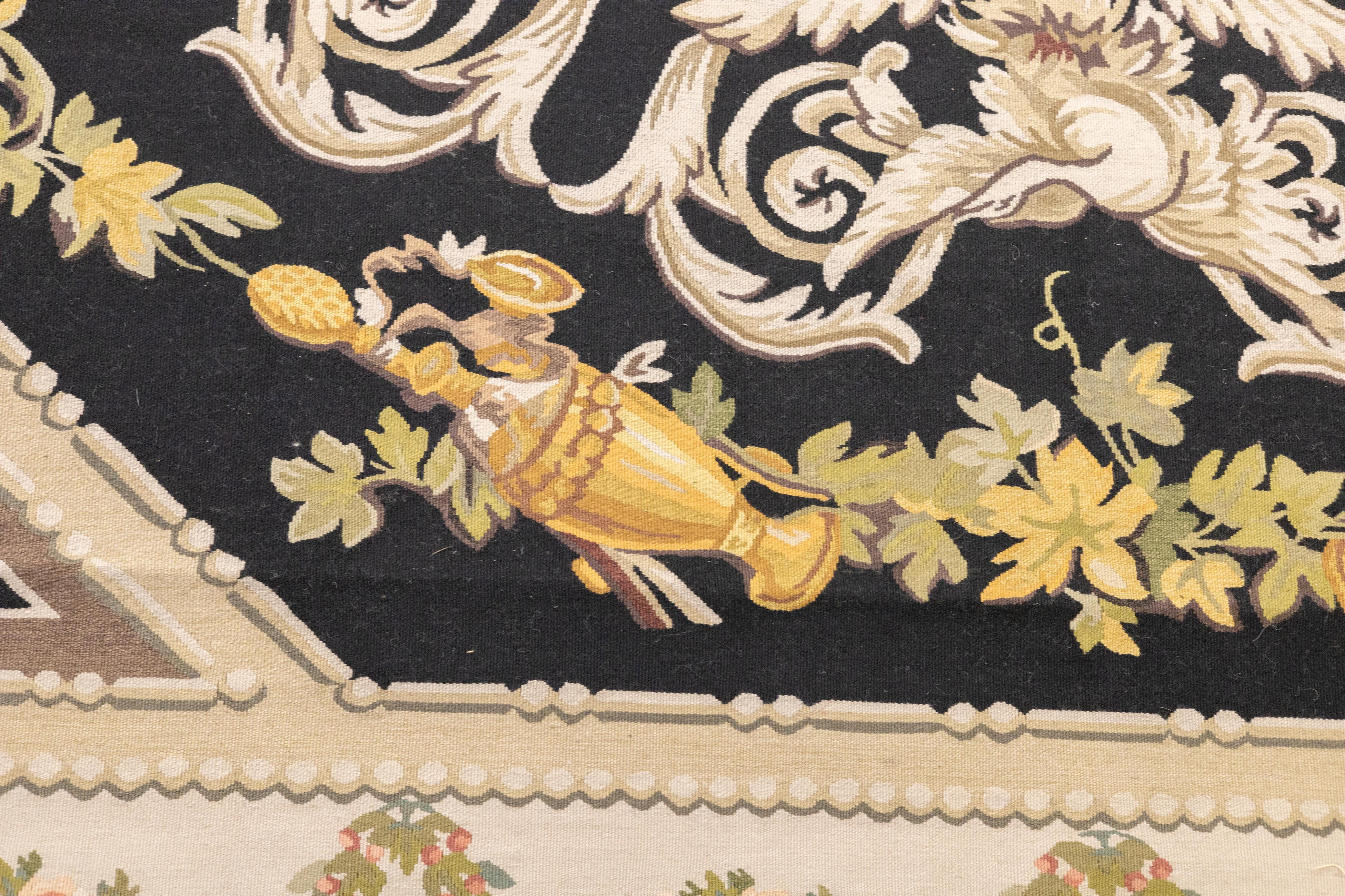Tappeto Aubusson in lana a trama piatta 12'0