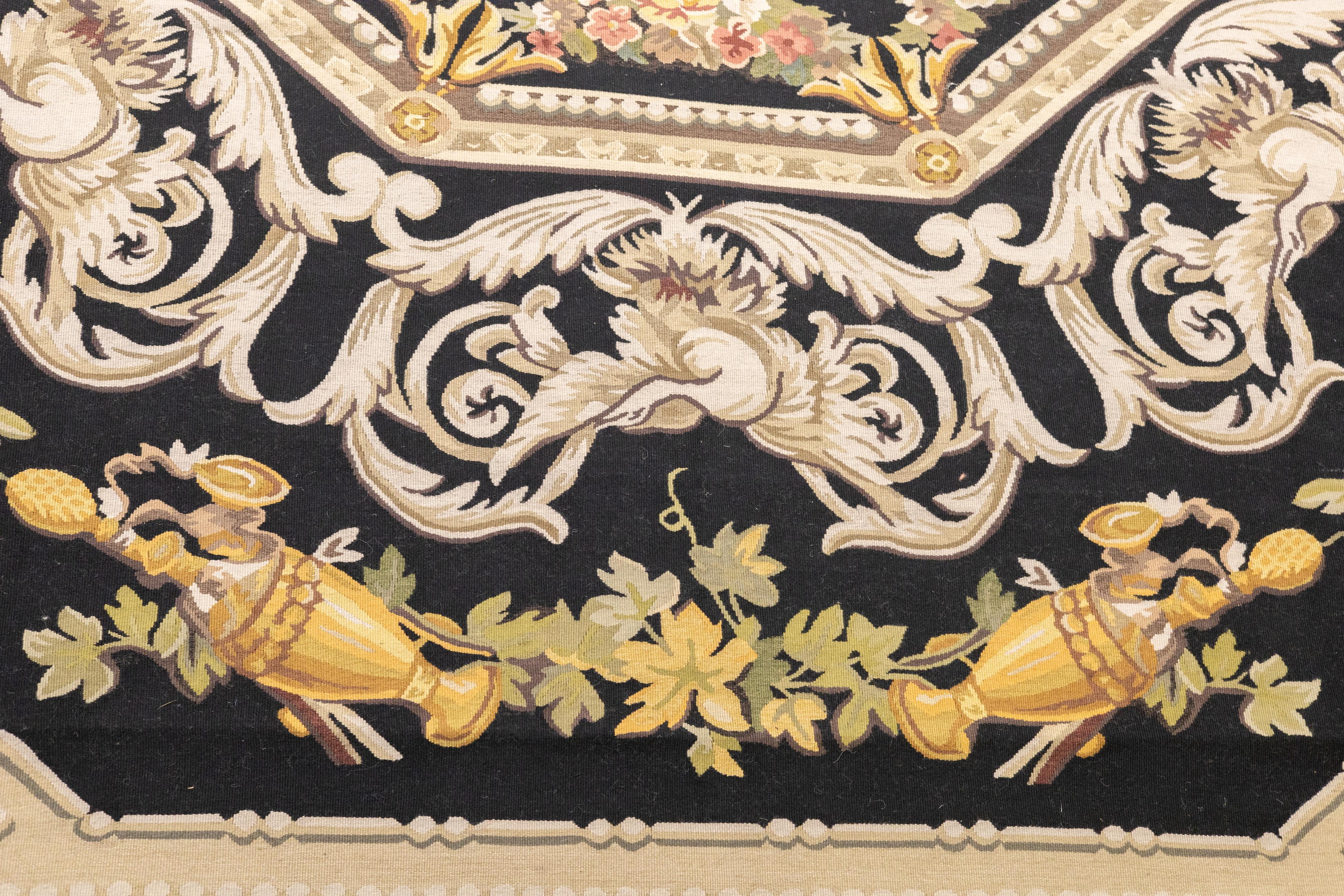 Tappeto Aubusson in lana a trama piatta 12'0