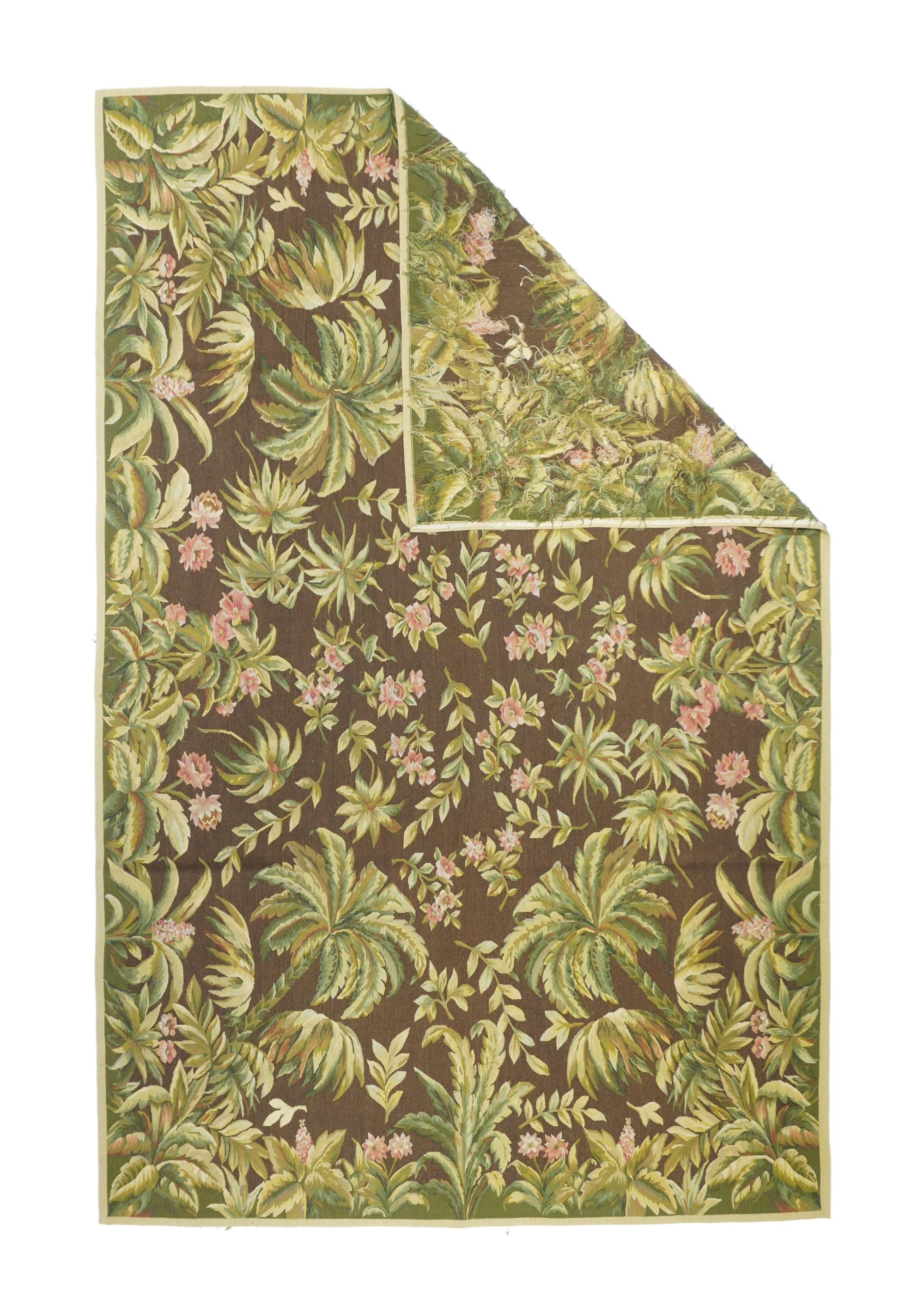 Tappeto Aubusson in lana a trama piatta 6'0