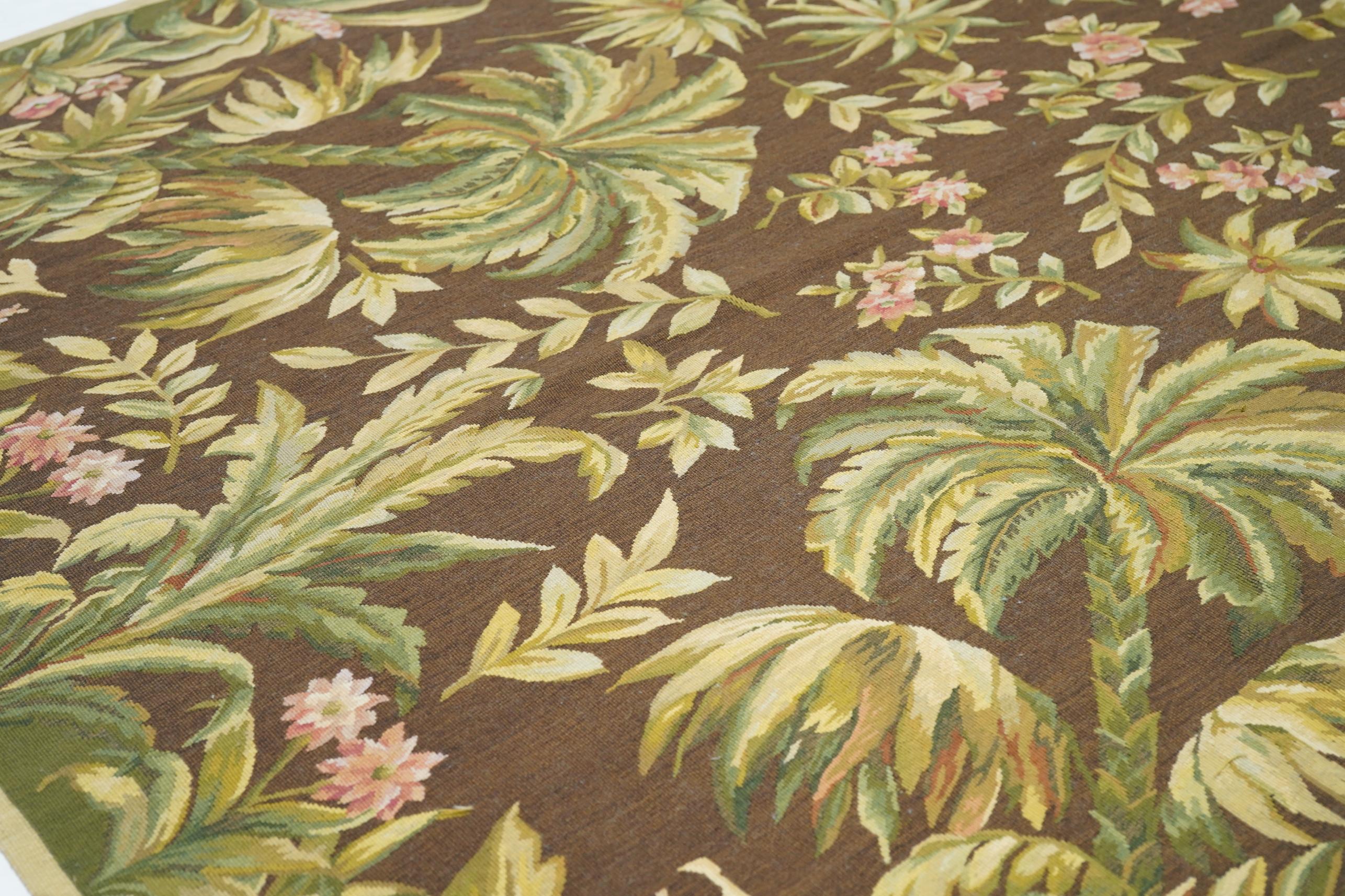 Annodato a mano Tappeto Aubusson a trama piatta in lana 6'0