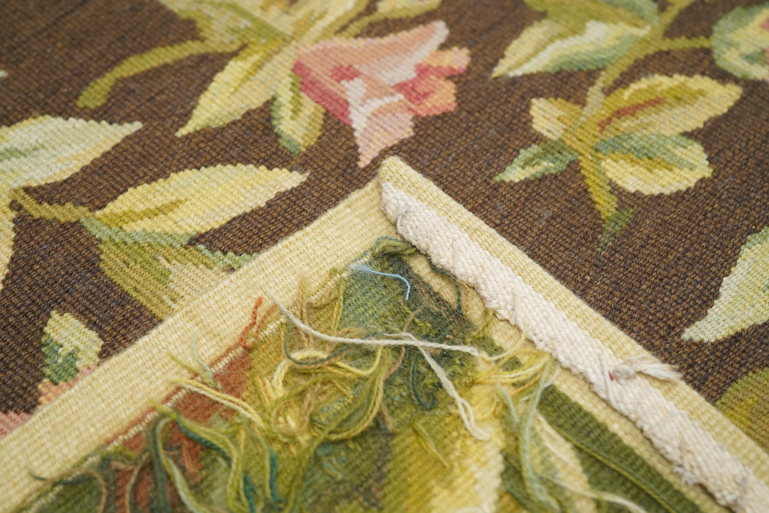 Tappeto Aubusson a trama piatta in lana 6'0