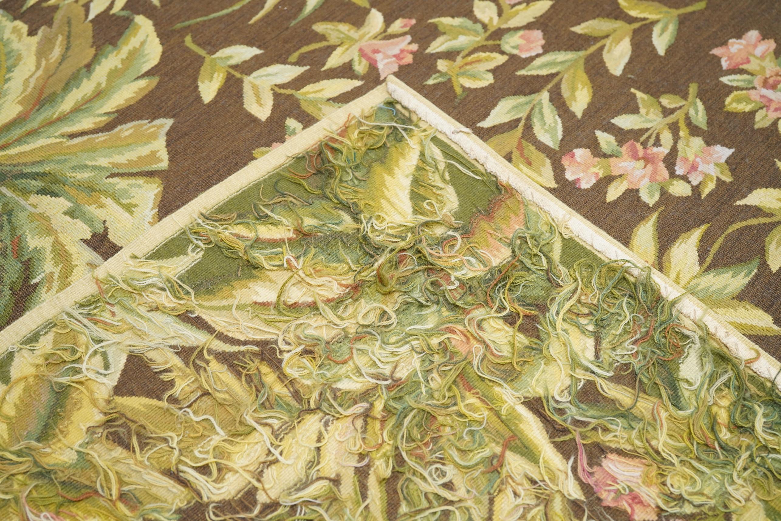 XXI secolo e contemporaneo Tappeto Aubusson a trama piatta in lana 6'0