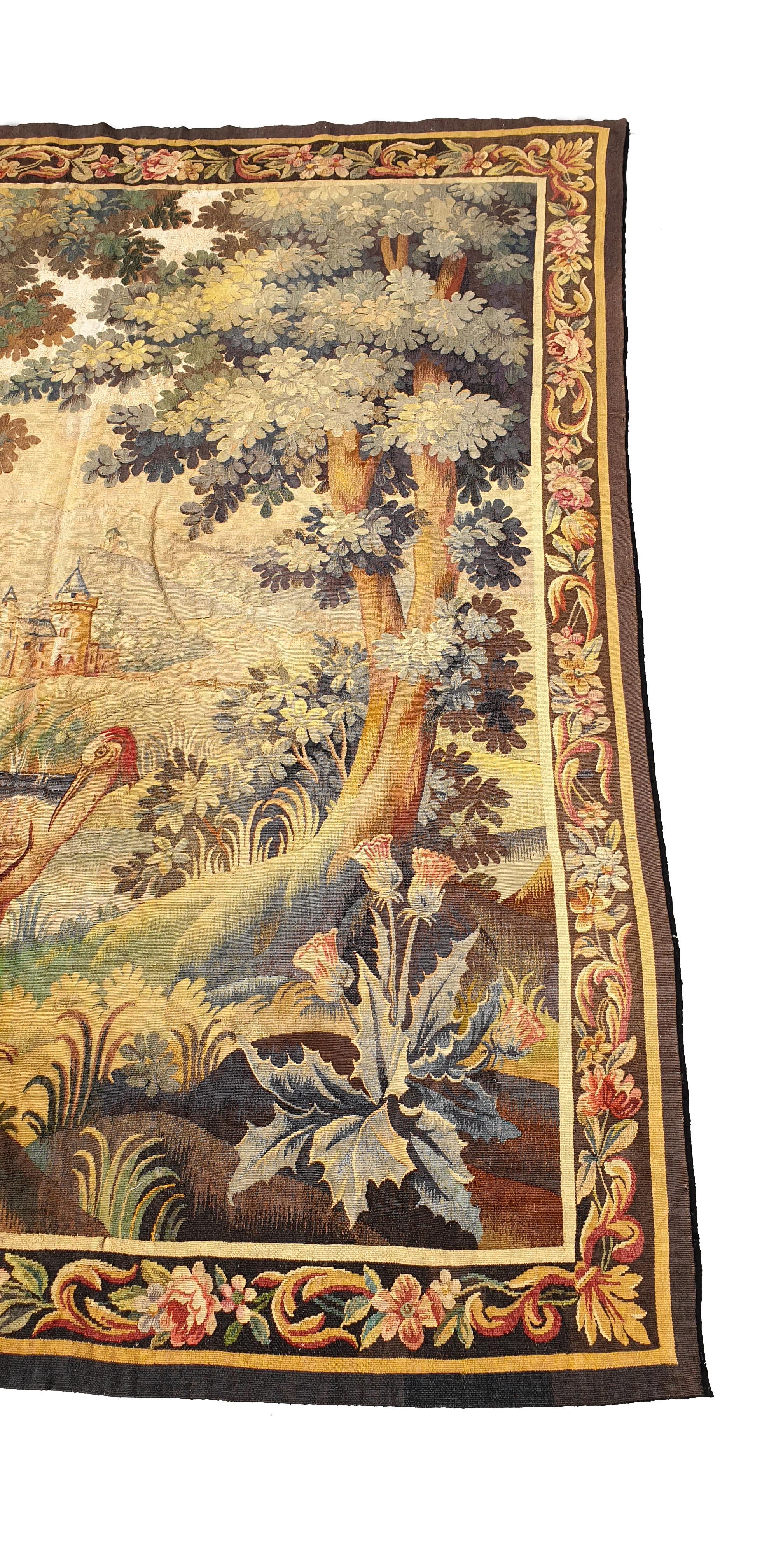 Romantic 897 -  Aubusson French Antique Tapestry, 19th Century