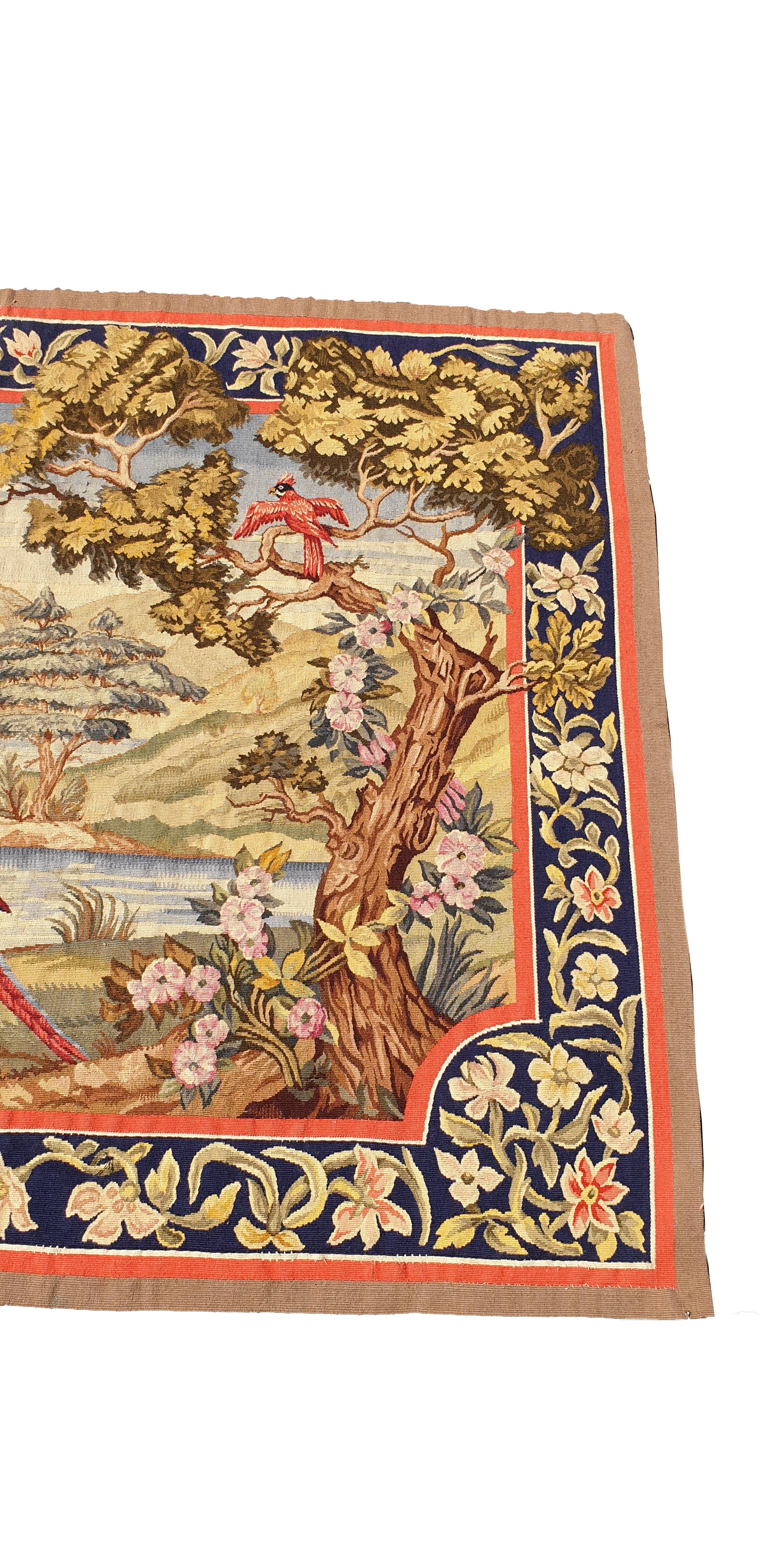 Romantic Aubusson French Antique Tapestry, 19th Century