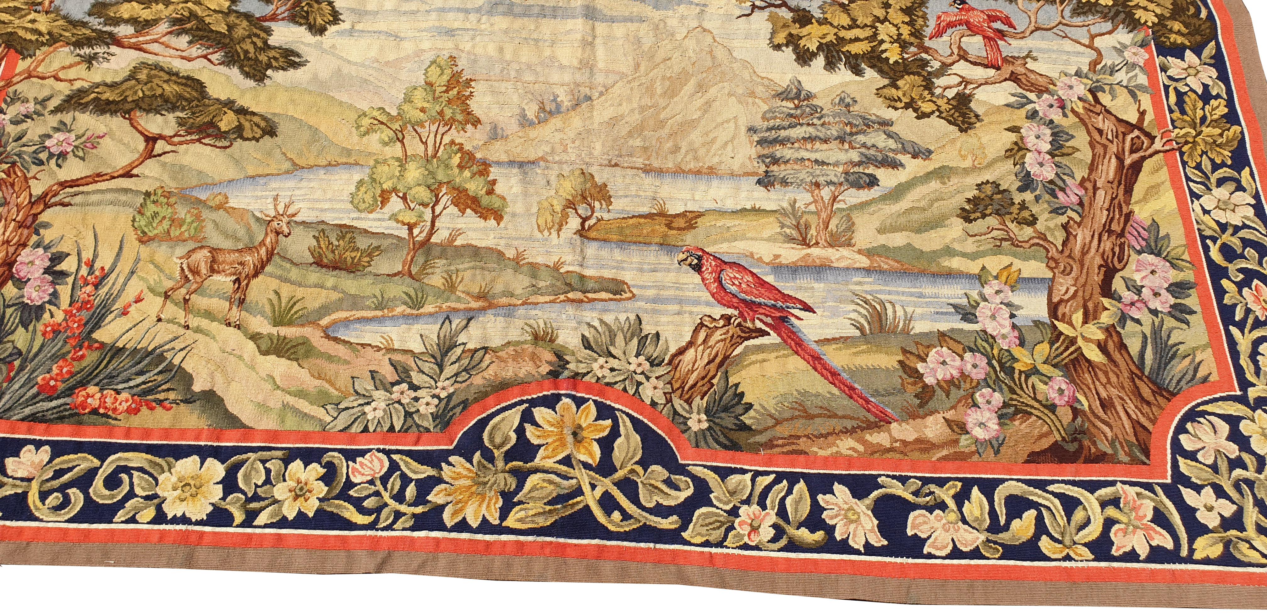 Hand-Woven Aubusson French Antique Tapestry, 19th Century