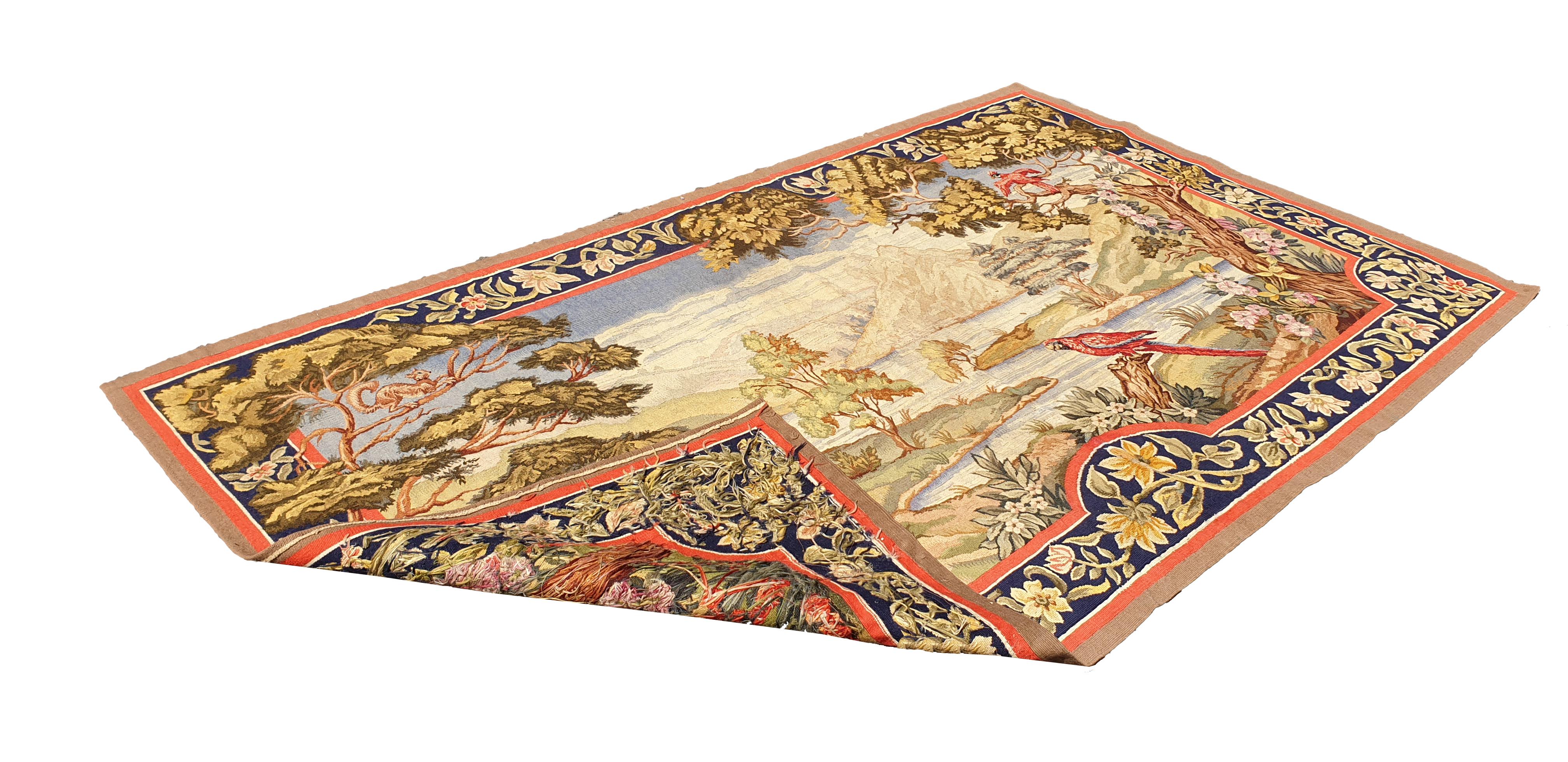 Wool Aubusson French Antique Tapestry, 19th Century