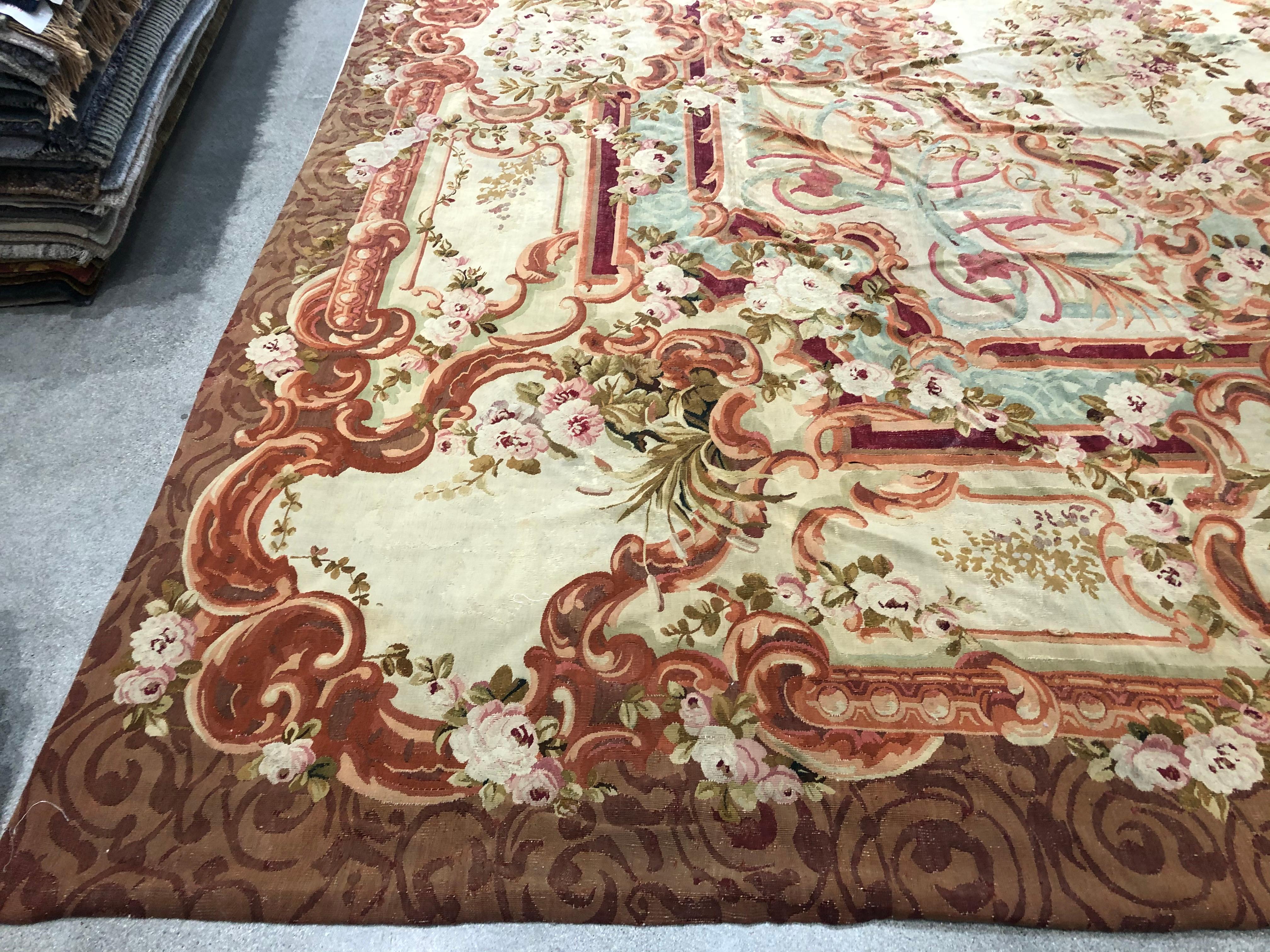 Fine XIX secolo Tappeto francese Aubusson in vendita