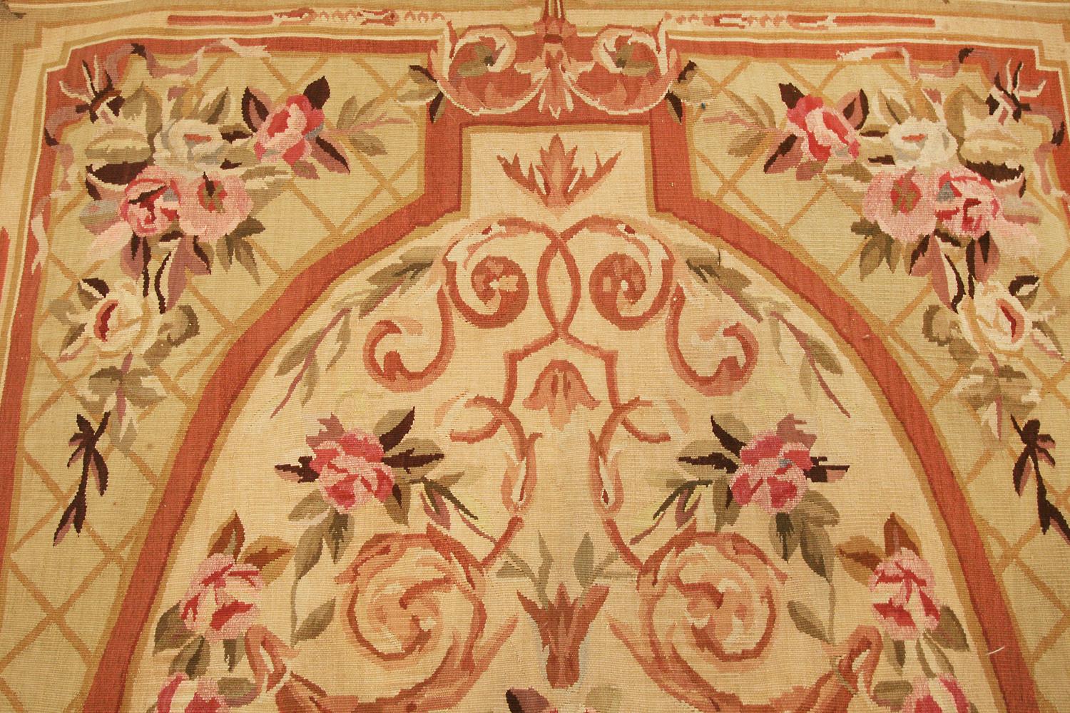 Chinese Aubusson French Style Rug Floral Design with Medallion Field, 21st Century