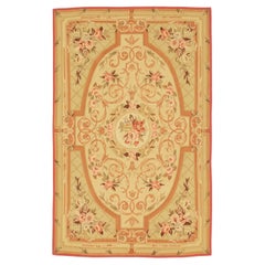 Aubusson French Style Rug Floral Design with Medallion Field, 21st Century