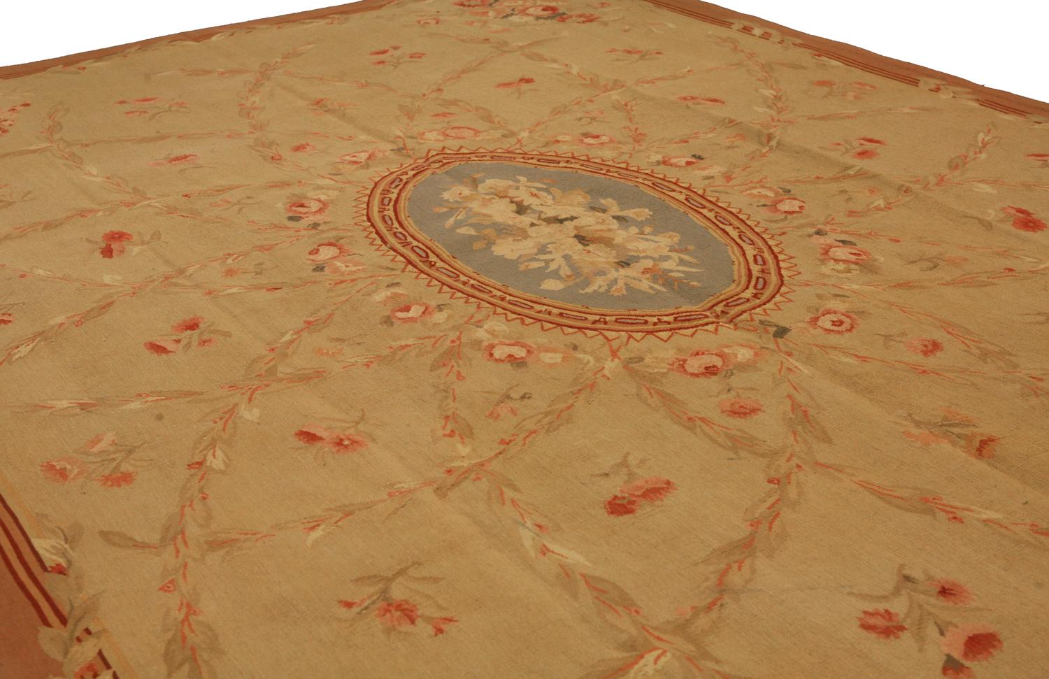 This Chinese Aubusson rug is perfect for adding a touch of elegance to any room. The intricate floral medallion design is sure to impress, while the soft, flat-weave construction makes it super comfortable to walk on. It measures 275 × 183 in CM.