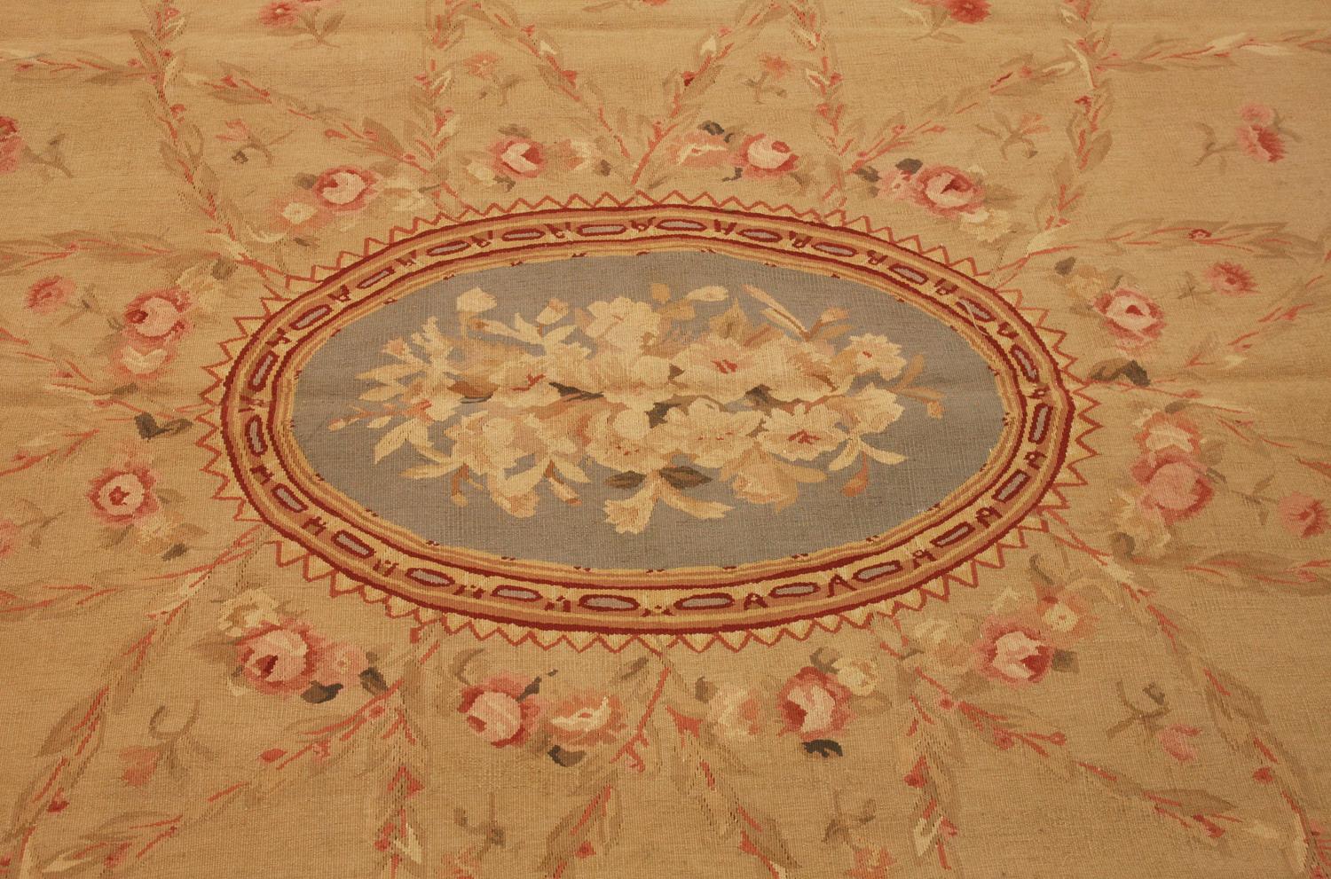 Hand-Knotted Aubusson Handmade Chinese Rug Inspired by French Style, 21st Century