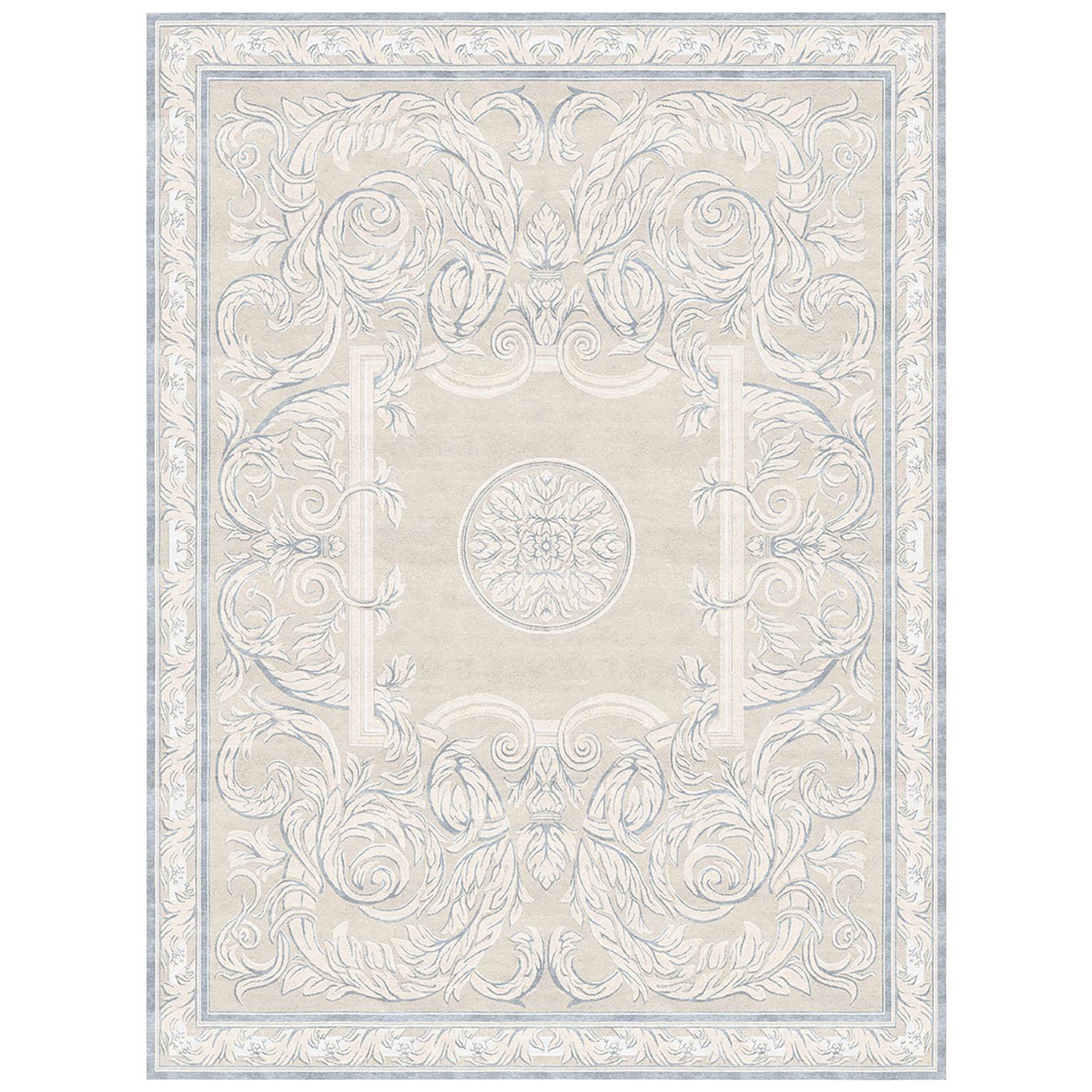 Floral pattern Modern Classics Rug - Aubusson Heraldy Antique White For Sale