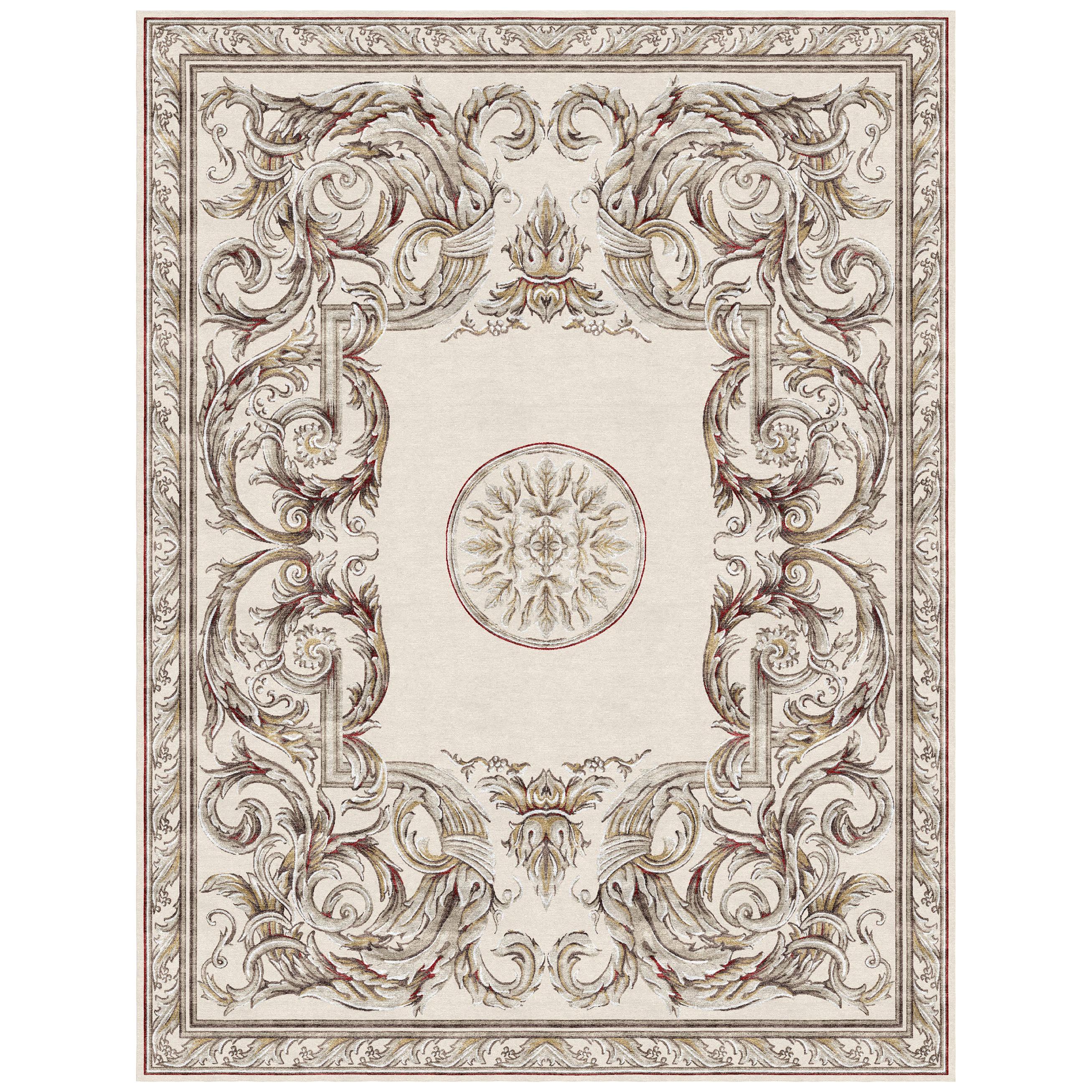 Floral pattern Modern Classics Rug handmade - Aubusson Heraldy Palais Royal  For Sale