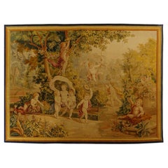 Aubusson Manufacture Tapestry, Initialed, Depicting "game of cherubs"