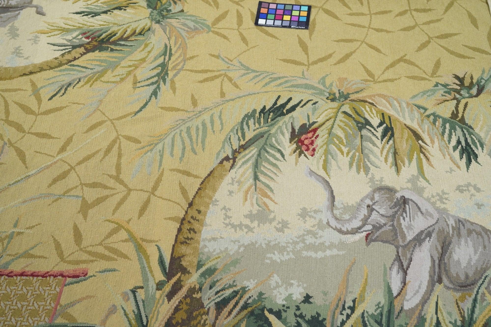 Aubusson Needle Point Wool Weave Rug 7'10'' x 9'11'' For Sale 5