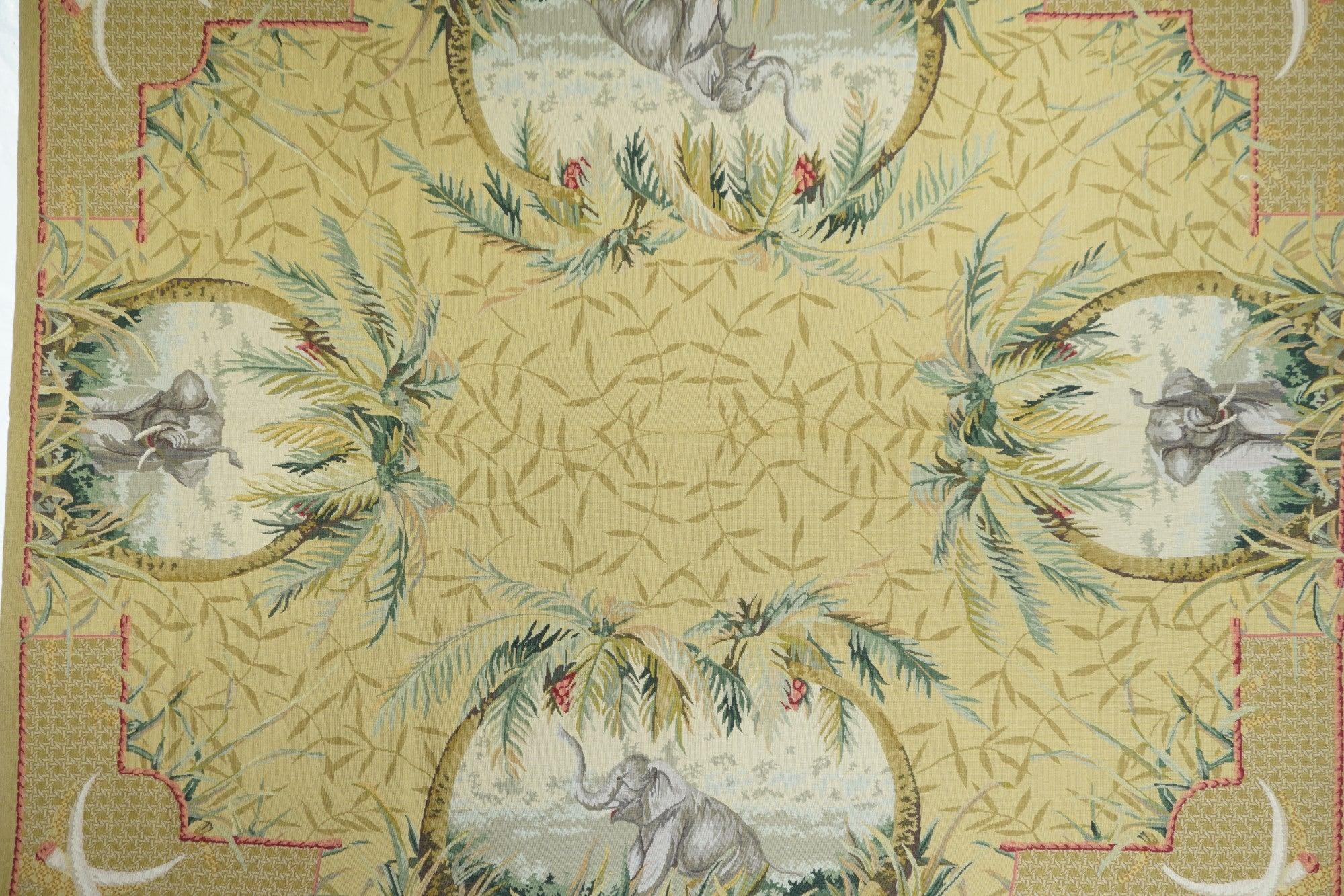 French Aubusson Needle Point Wool Weave Rug 7'10'' x 9'11'' For Sale