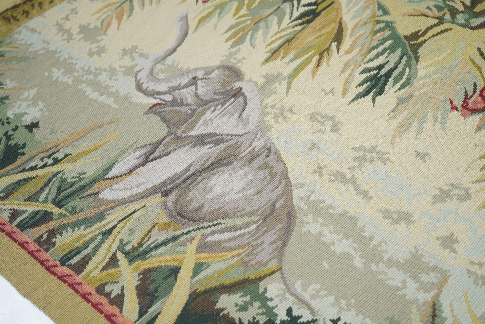 Contemporary Aubusson Needle Point Wool Weave Rug 7'10'' x 9'11'' For Sale