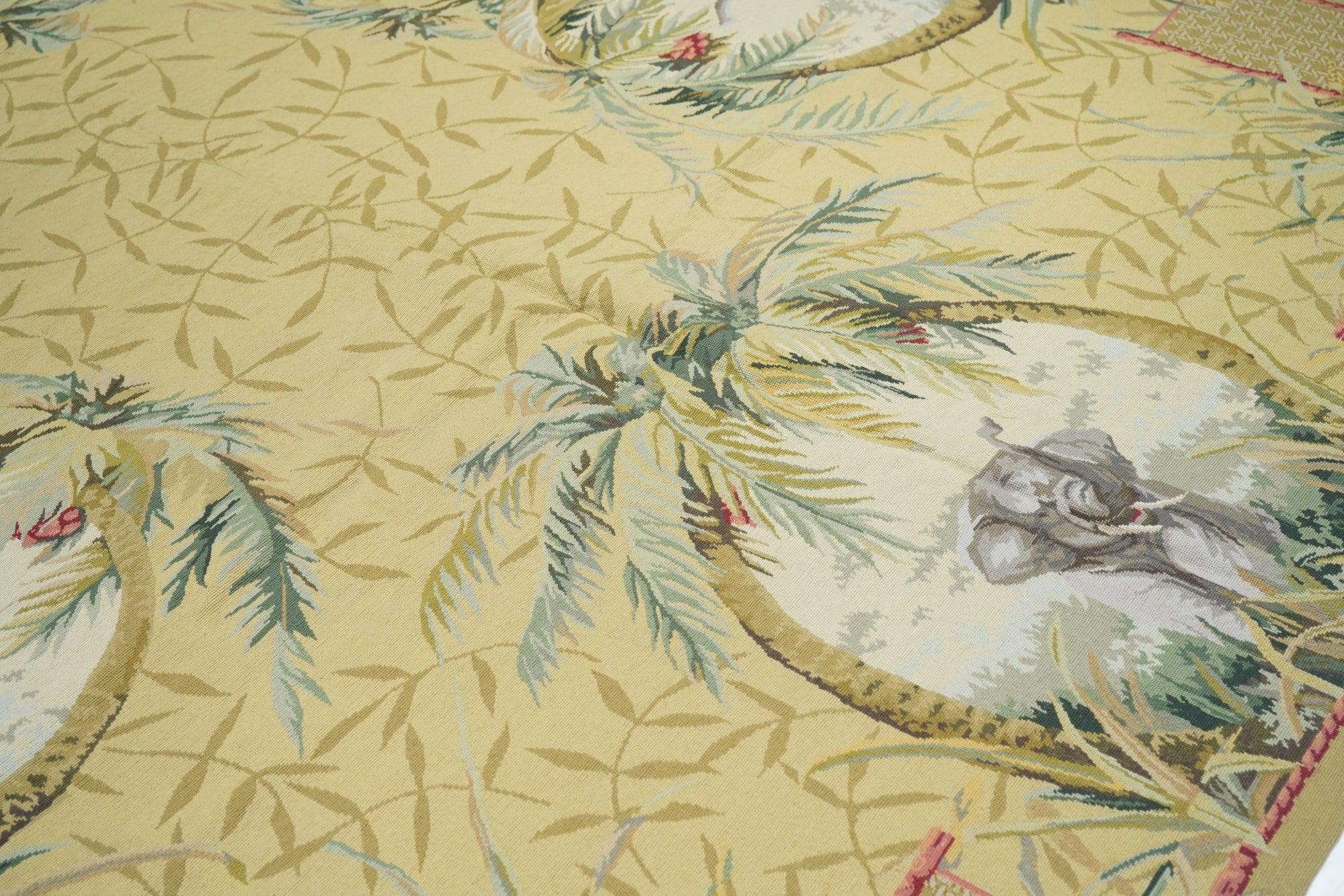 Aubusson Needle Point Wool Weave Rug 7'10'' x 9'11'' For Sale 1