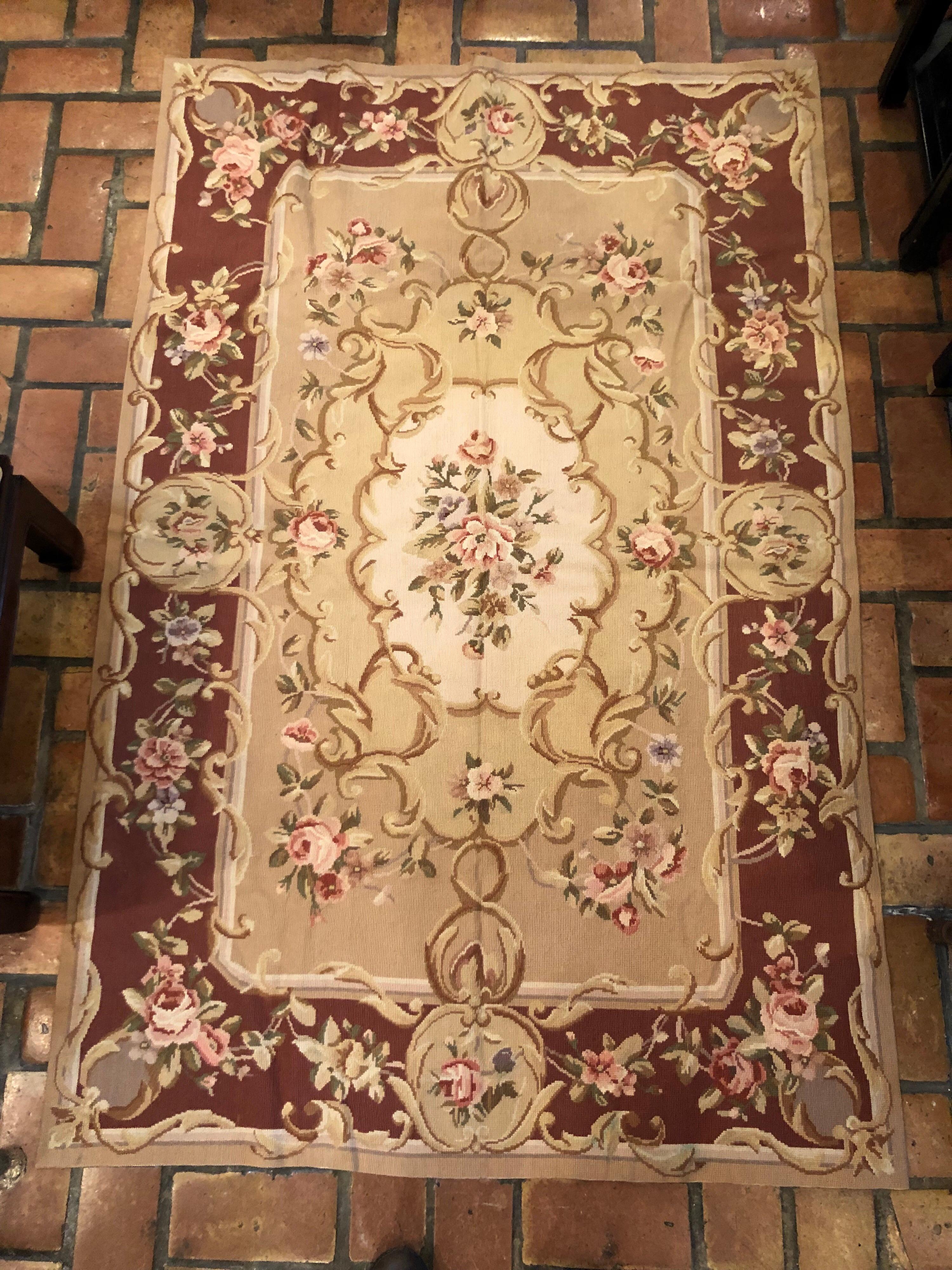 Late 20th Century Aubusson Needlepoint Rug New Unused 4' x 6'