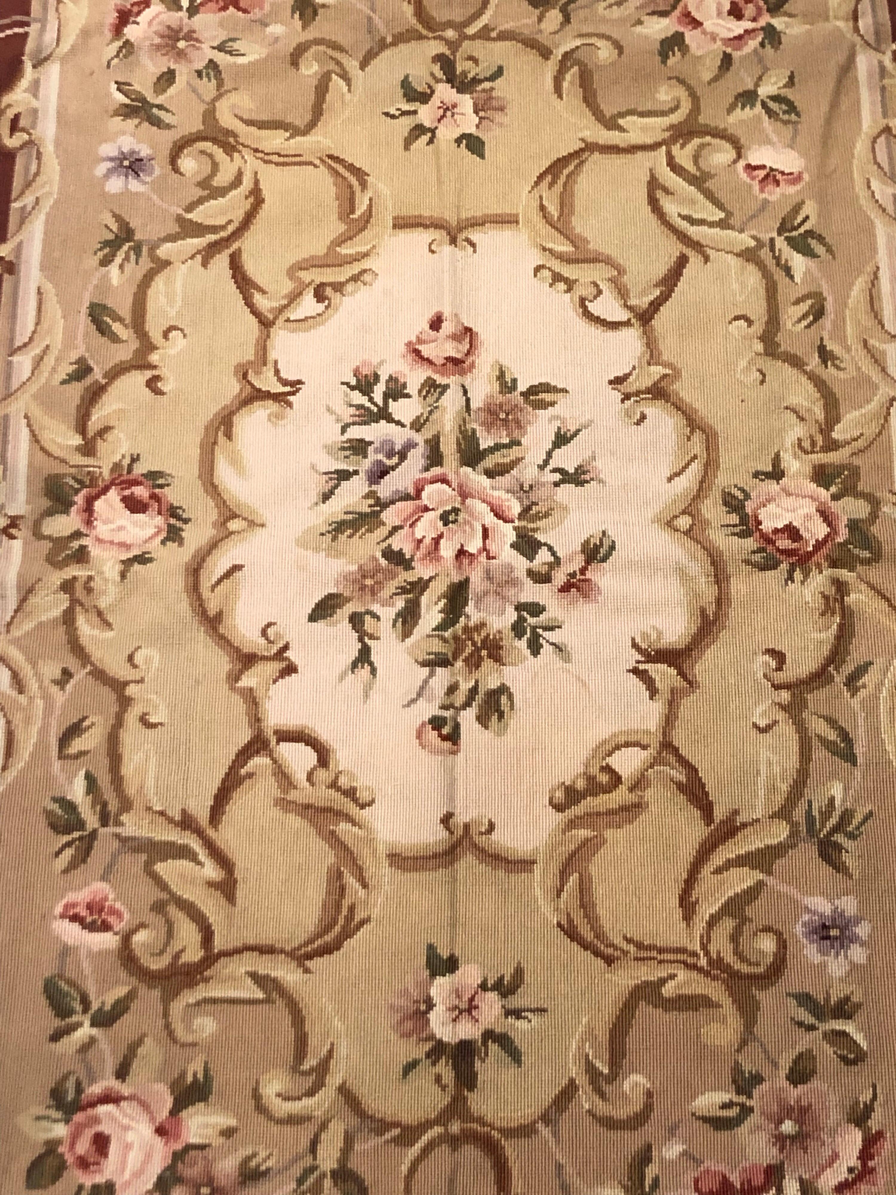 Wool Aubusson Needlepoint Rug New Unused 4' x 6'