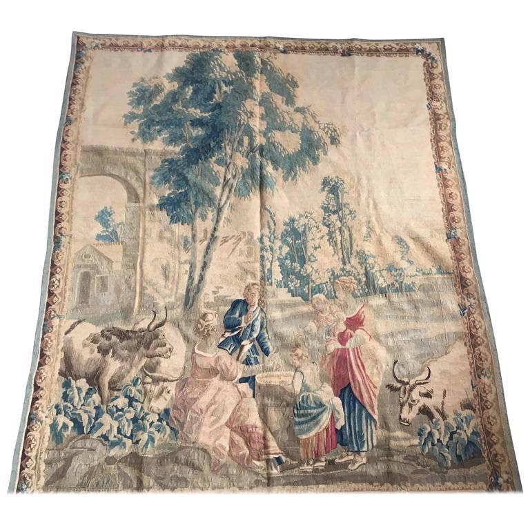 French Aubusson Pastoral Tapestry, 18th Century